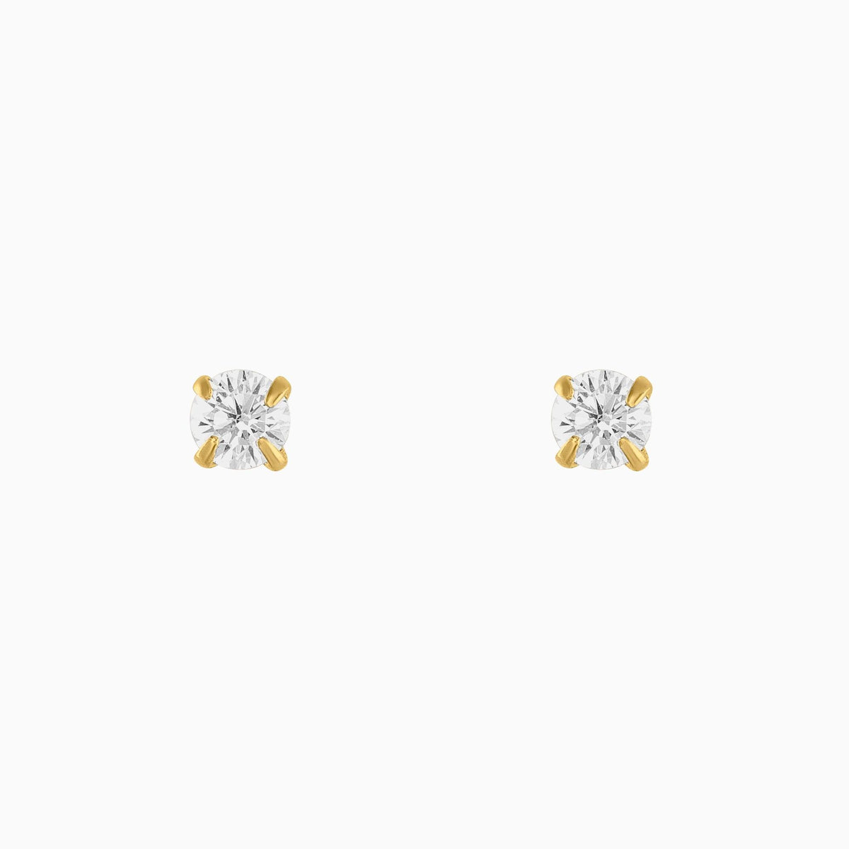 Broqueles Solitarios Oro Amarillo 14k con Circonia + Estuche | broquel de oro | Maestros Joyeros