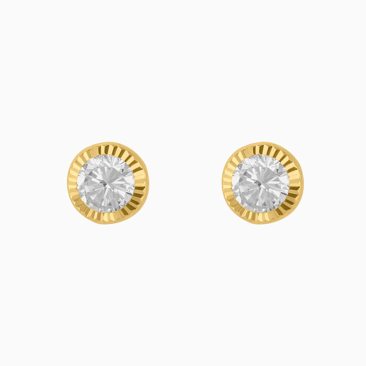 Broqueles Solitarios Oro Amarillo 14k con Circonia | broquel de oro | Maestros Joyeros