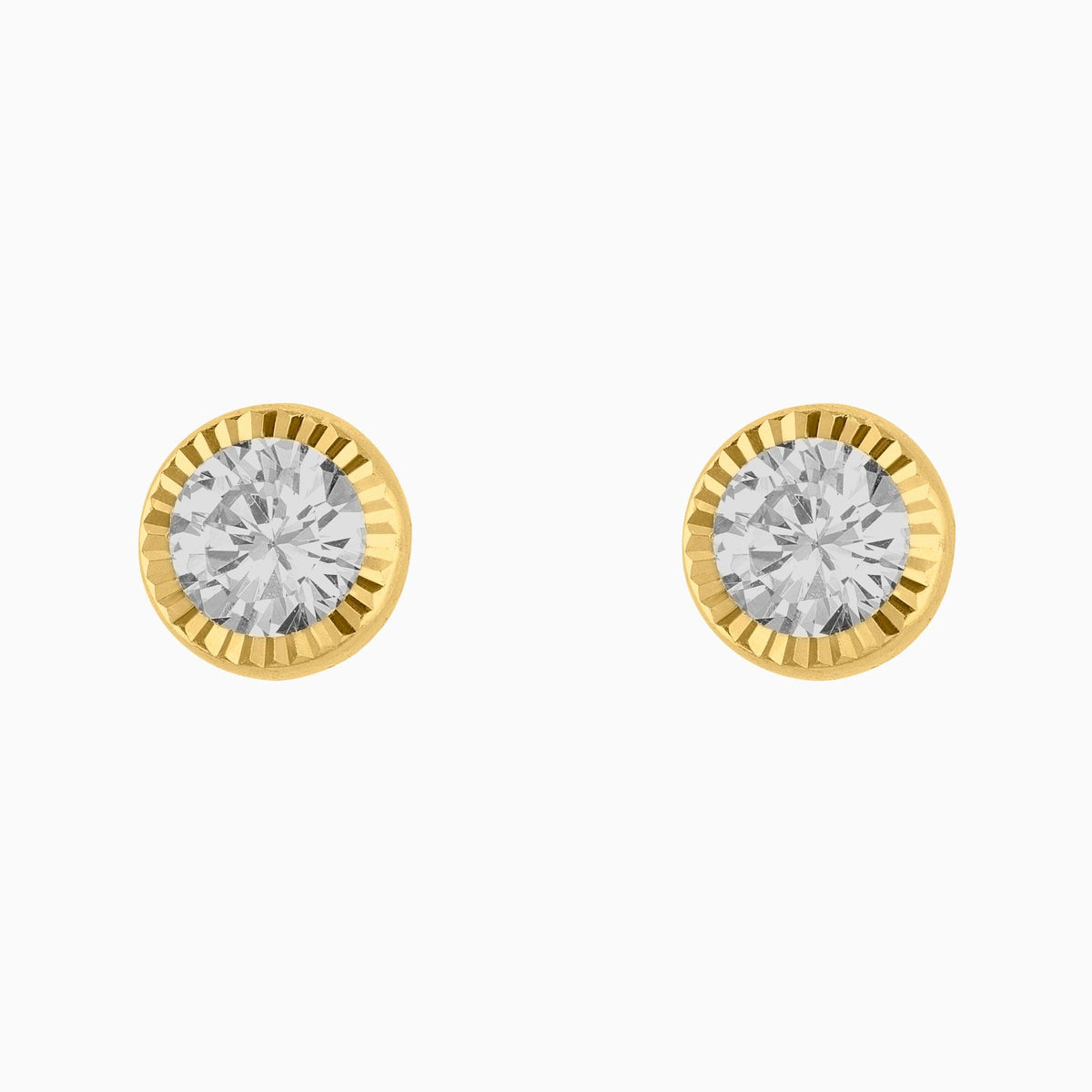Broqueles Solitarios Oro Amarillo 14k con Circonia + Estuche | broquel de oro | Maestros Joyeros