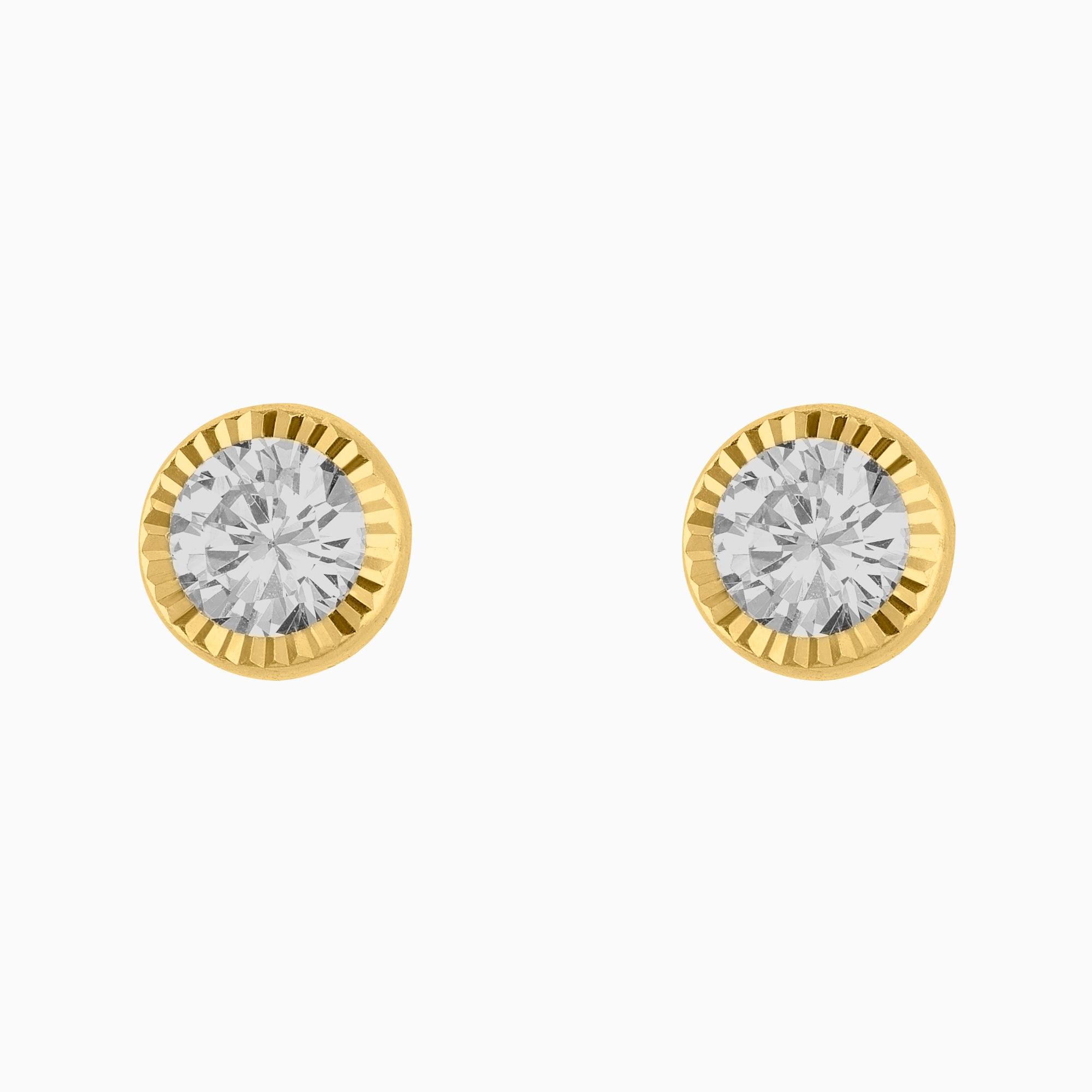 Broqueles Solitarios Oro Amarillo 14k con Circonia + Estuche | broquel de oro | Maestros Joyeros