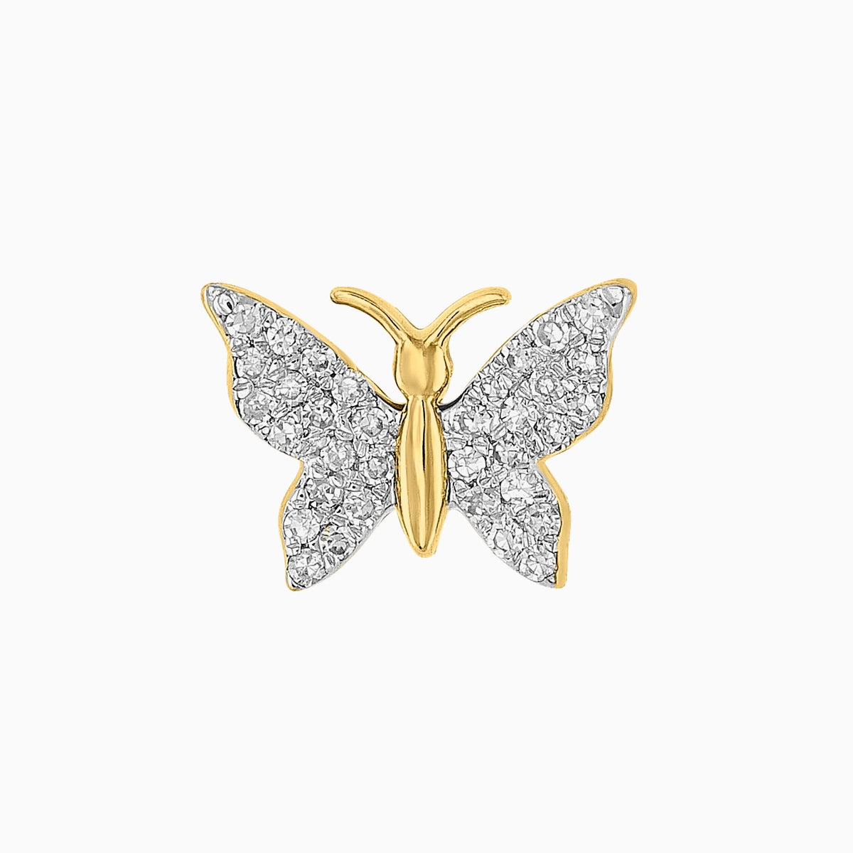 Broquel Mariposa 14k Oro Amarillo con  Diamantes Naturales