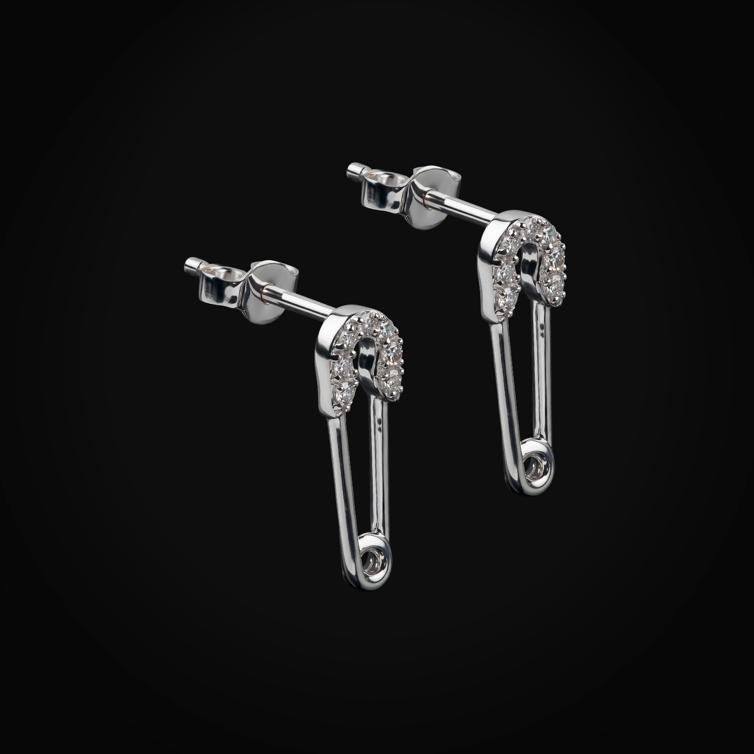 Broqueles Seguro 14k Oro Blanco Con Diamantes Corte Brillante + Estuche