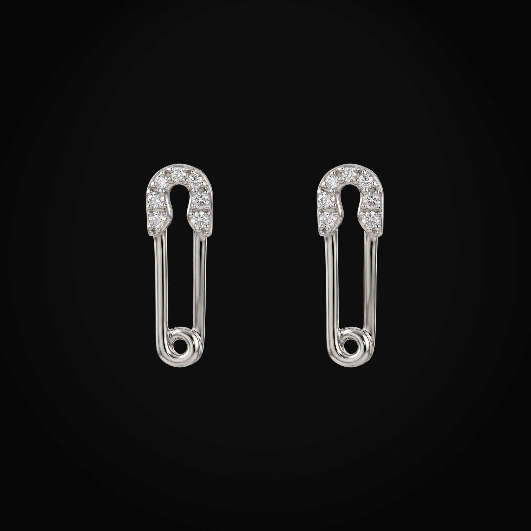 Broqueles Seguro 14k Oro Blanco Con Diamantes Corte Brillante + Estuche