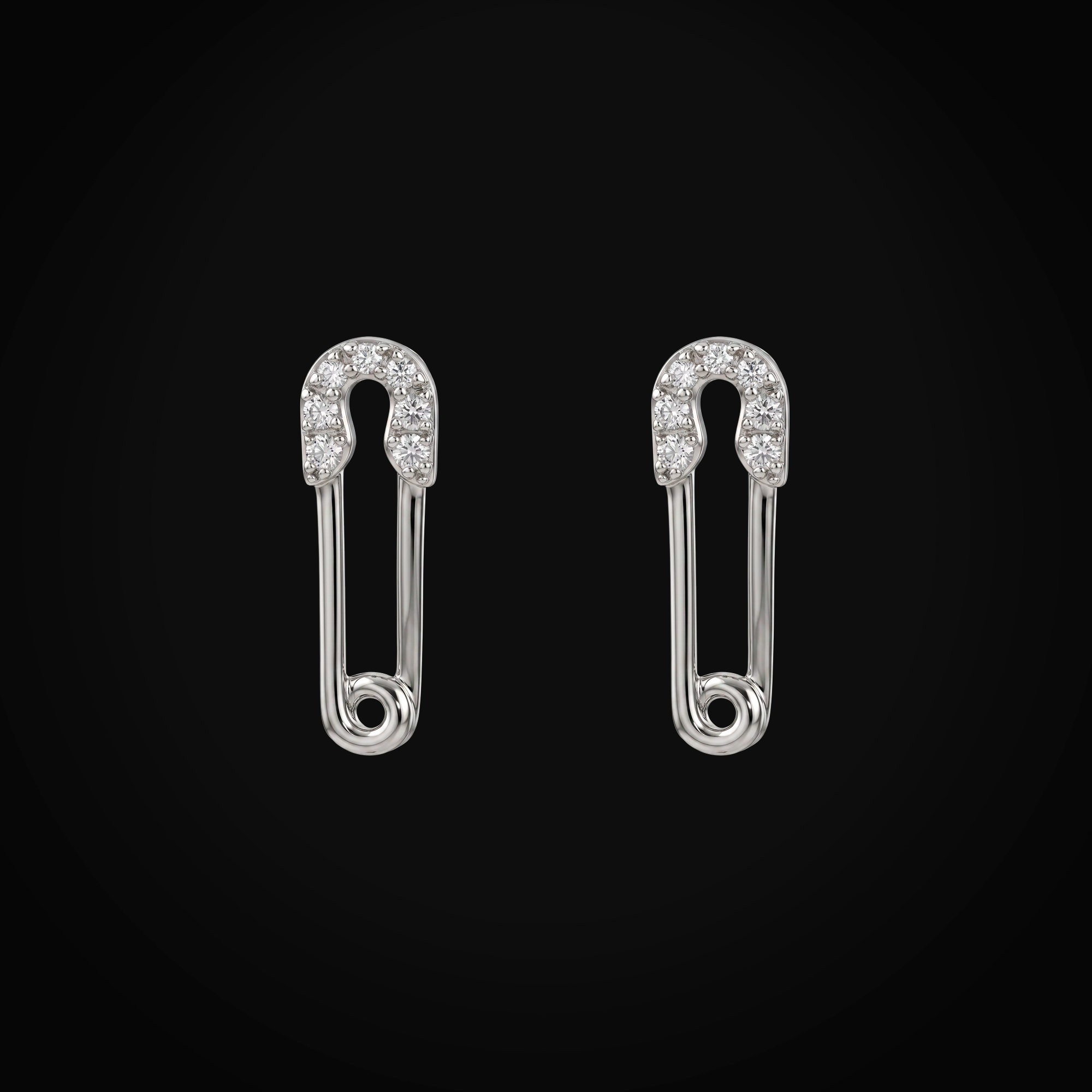 Broqueles Seguro 14k Oro Blanco Con Diamantes Corte Brillante + Estuche