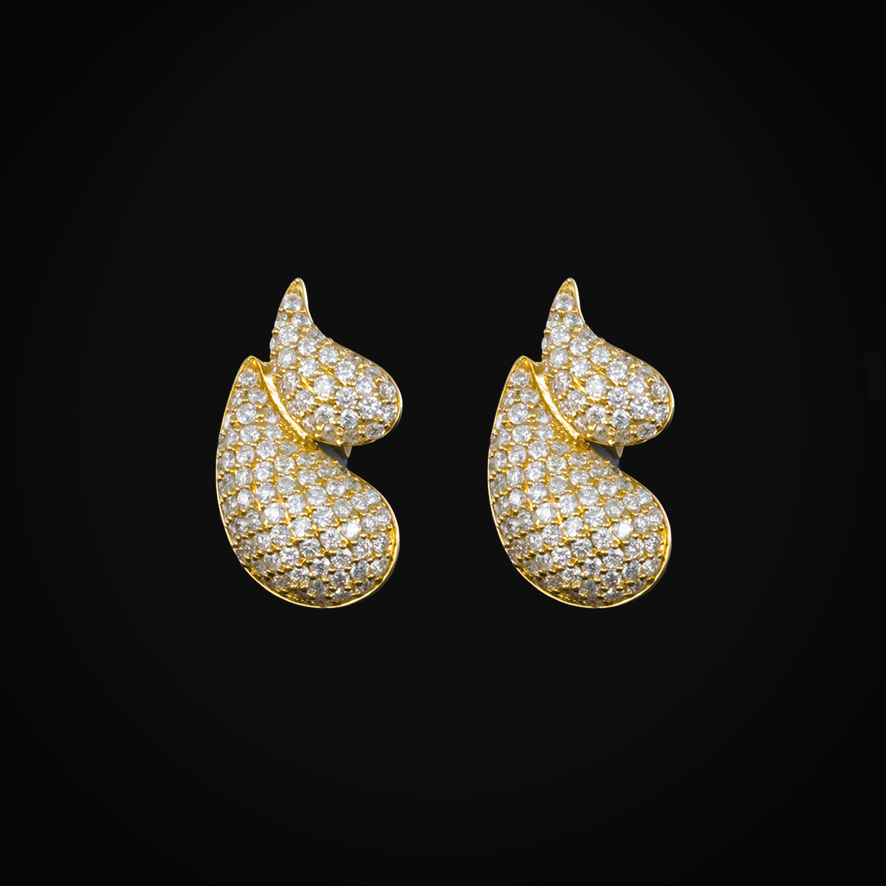 Double Drop Stud Earrings Full Ice 14k Yellow Gold + Case