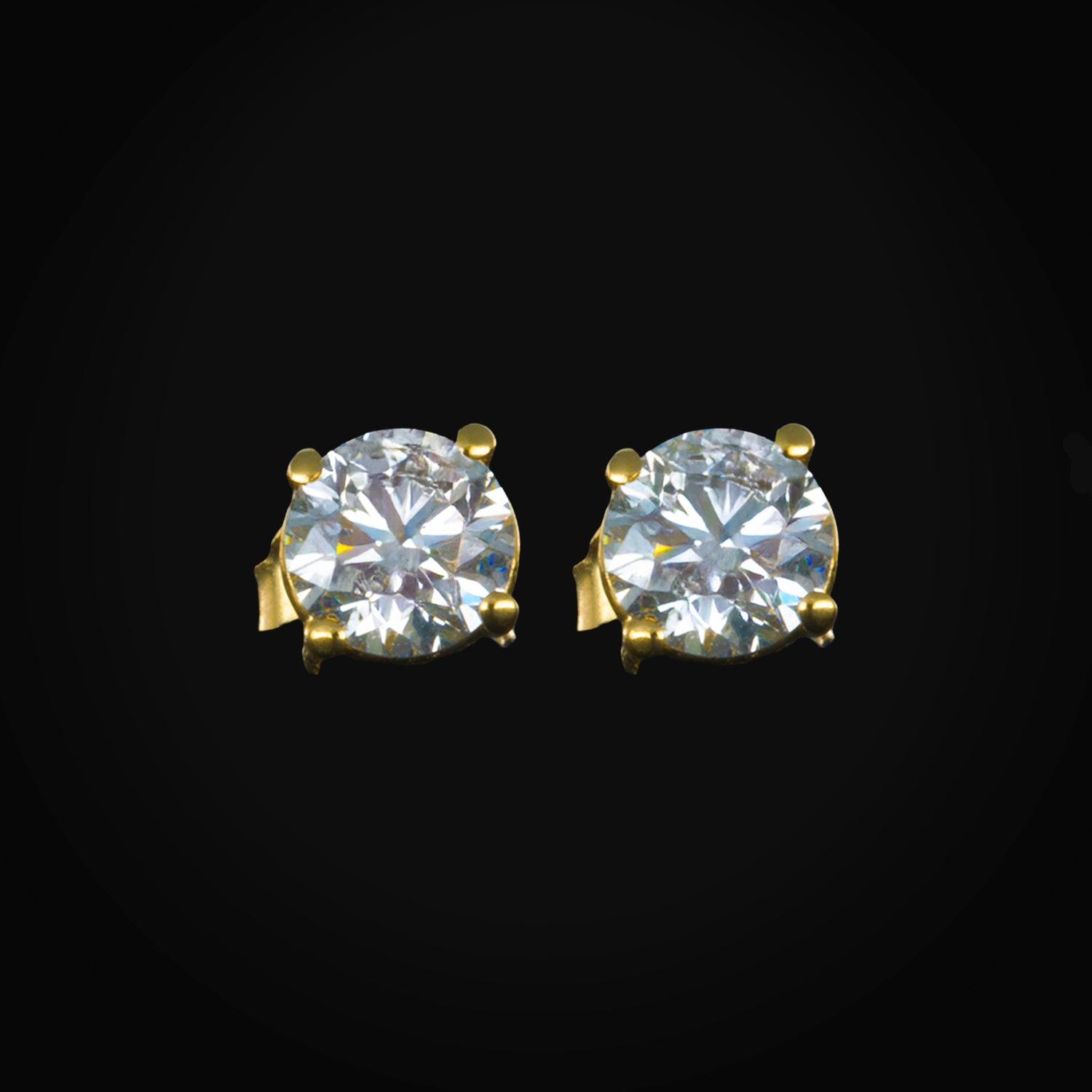 Broqueles con Diamante Central Oro Amarillo 14k + Estuche