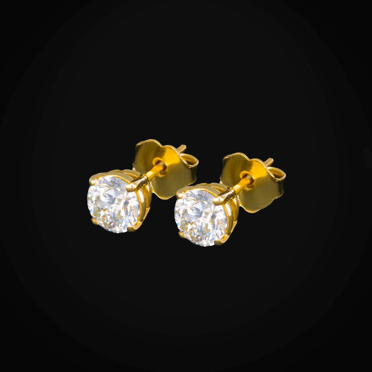 Broqueles con Diamante Central Oro Amarillo 14k + Estuche