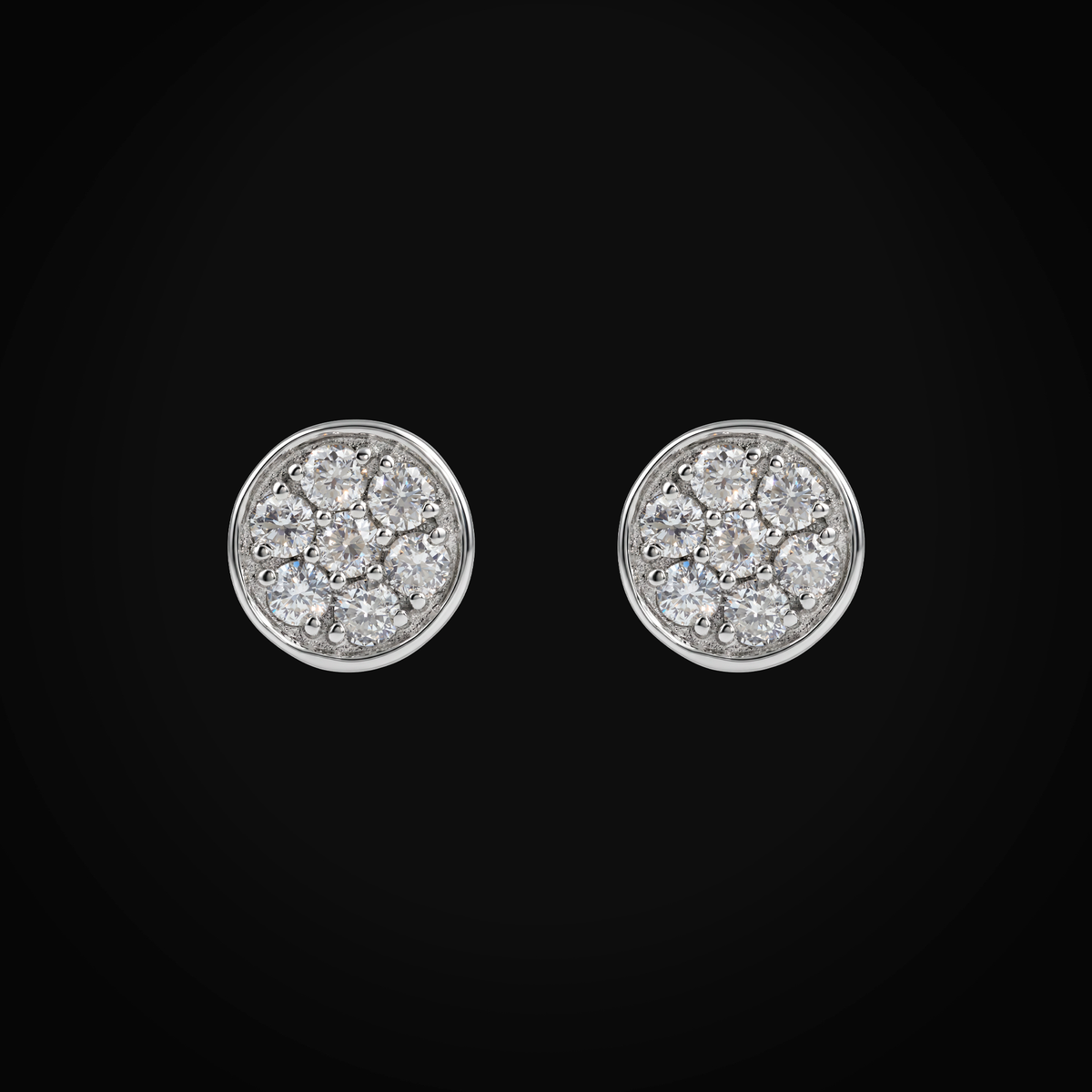 Broqueles 14k Oro Blanco Circulo Full Ice Con Diamantes De Mina Corte Brillante + Estuche