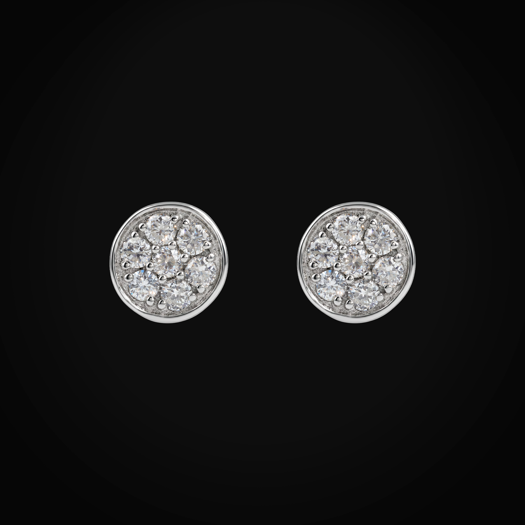 Broqueles 14k Oro Blanco Circulo Full Ice Con Diamantes De Mina Corte Brillante + Estuche