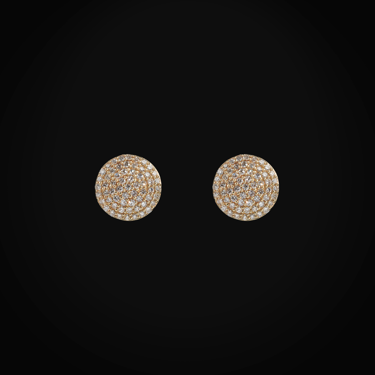 Broqueles 14k Oro Amarillo Circulo Full Ice Con Diamantes De Mina Corte Brillante + Estuche