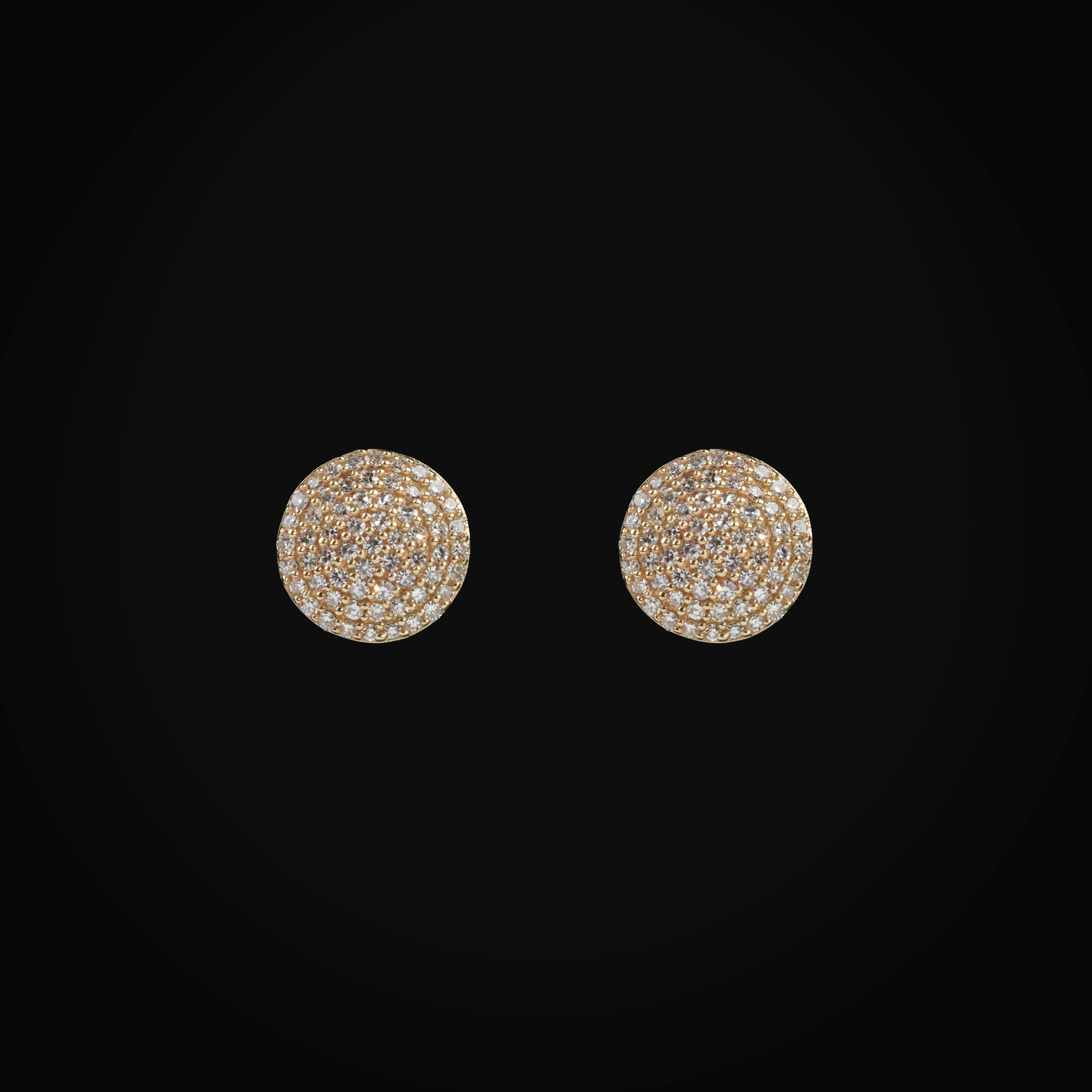 Broqueles 14k Oro Amarillo Circulo Full Ice Con Diamantes De Mina Corte Brillante + Estuche