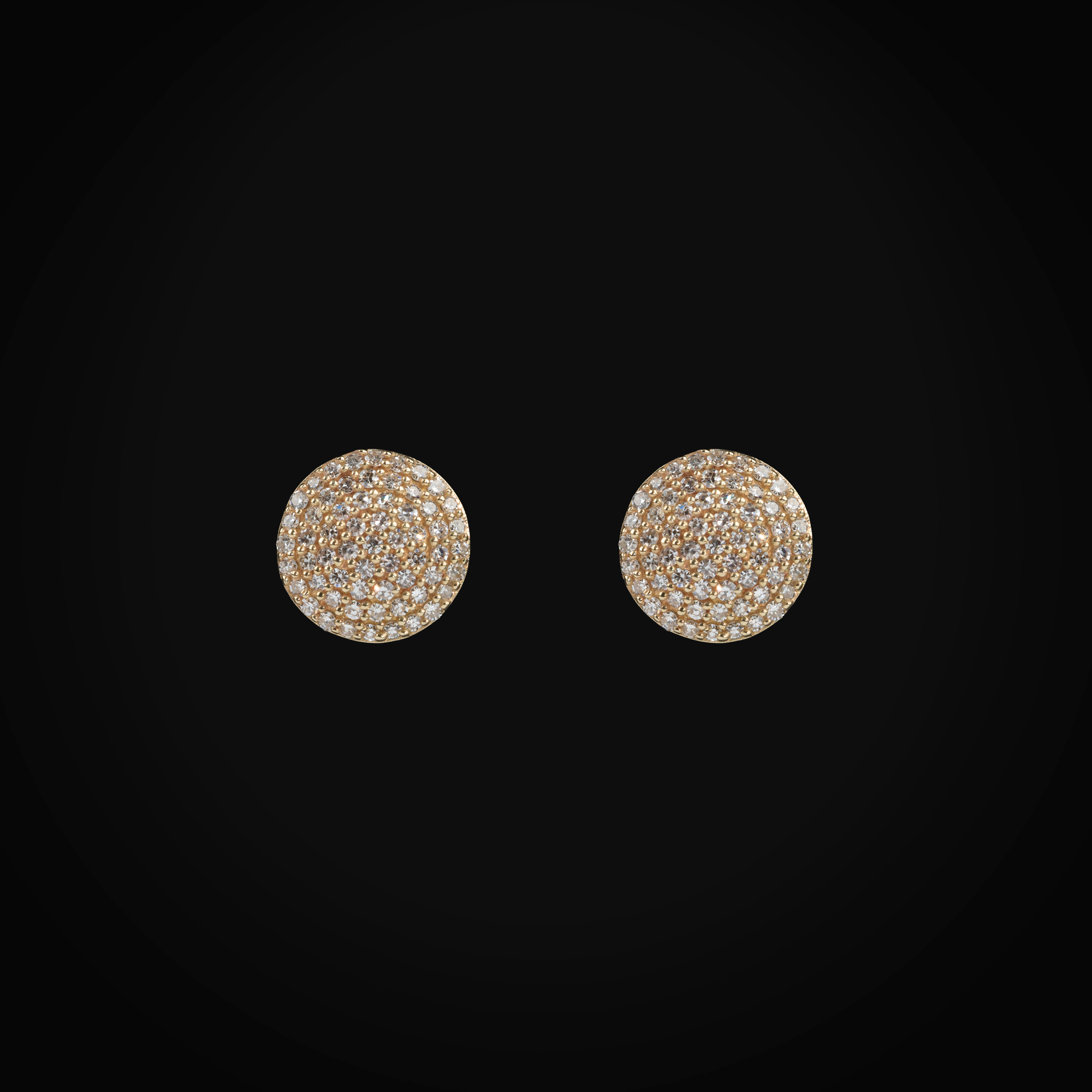 Broqueles 14k Oro Amarillo Circulo Full Ice Con Diamantes De Mina Corte Brillante + Estuche