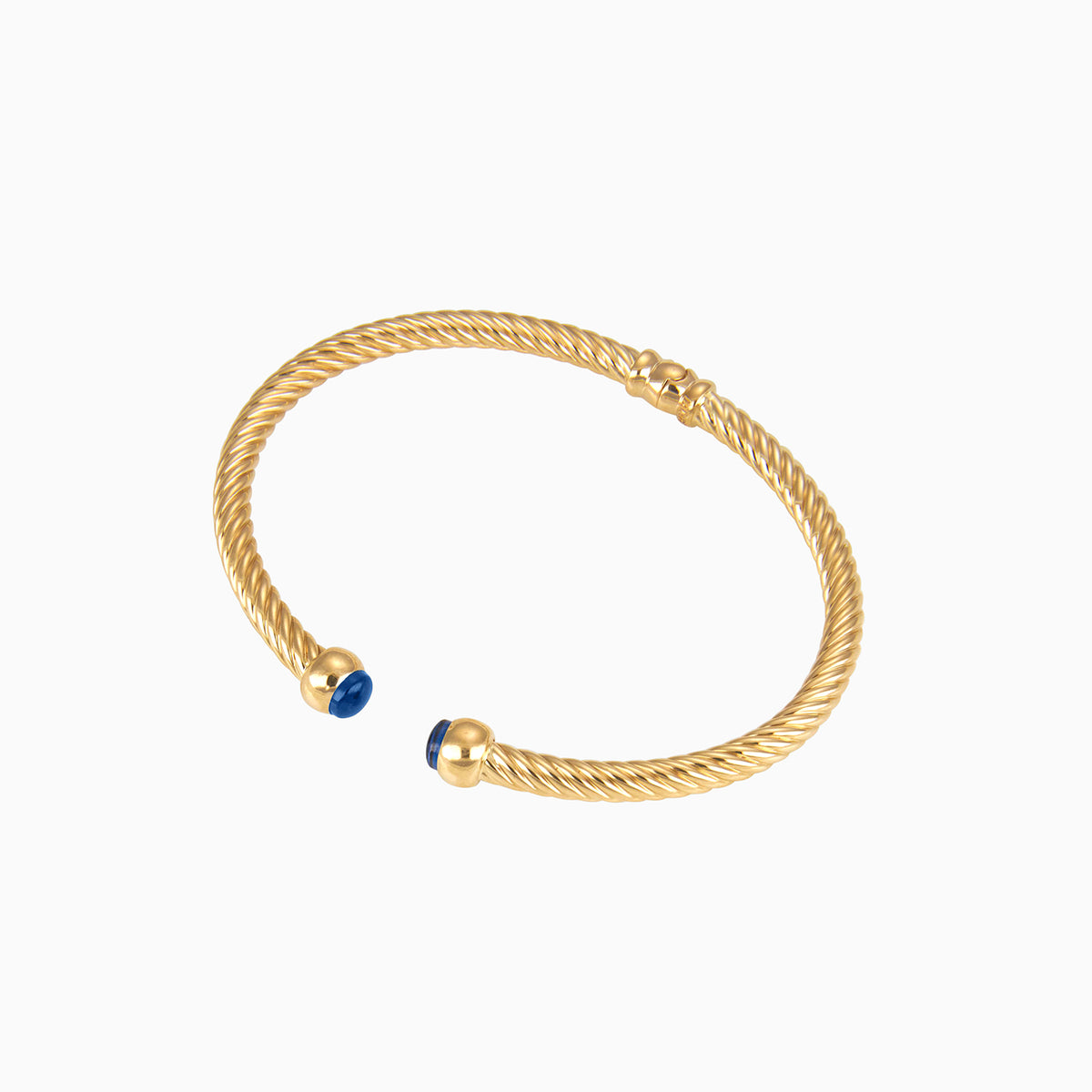 Brazalete 1 Cuerda con Circonia Color Azul Oro Amarillo 14k