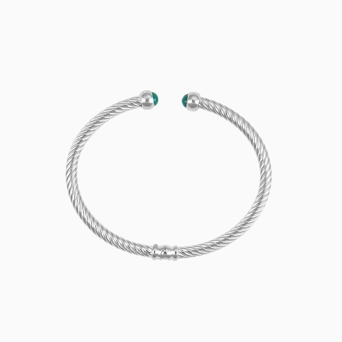 Brazalete 1 Cuerda con Circonia Color Verde Oro Blanco 14k