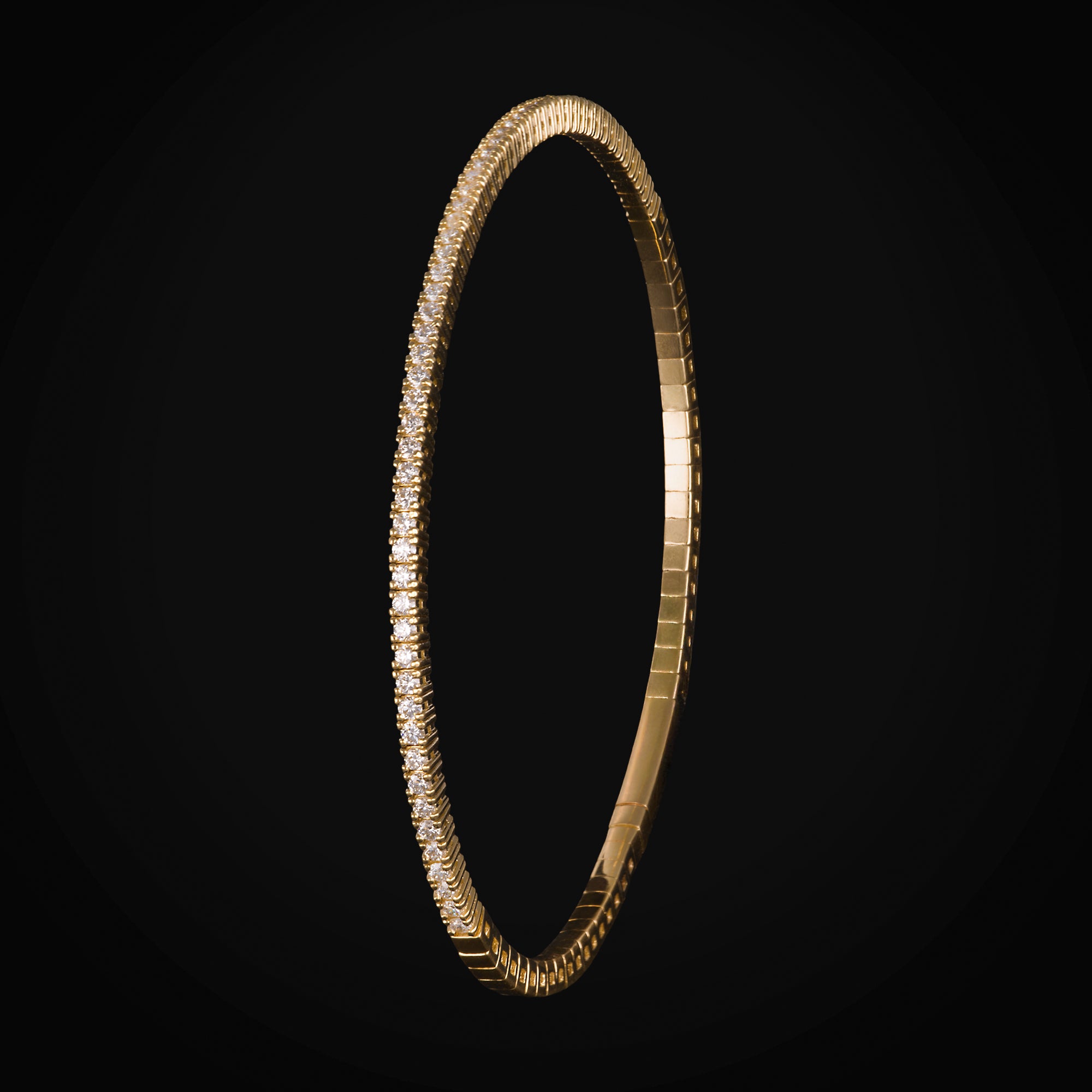 Brazalete Tennis 14k Oro Amarillo 57 Diamantes + Estuche