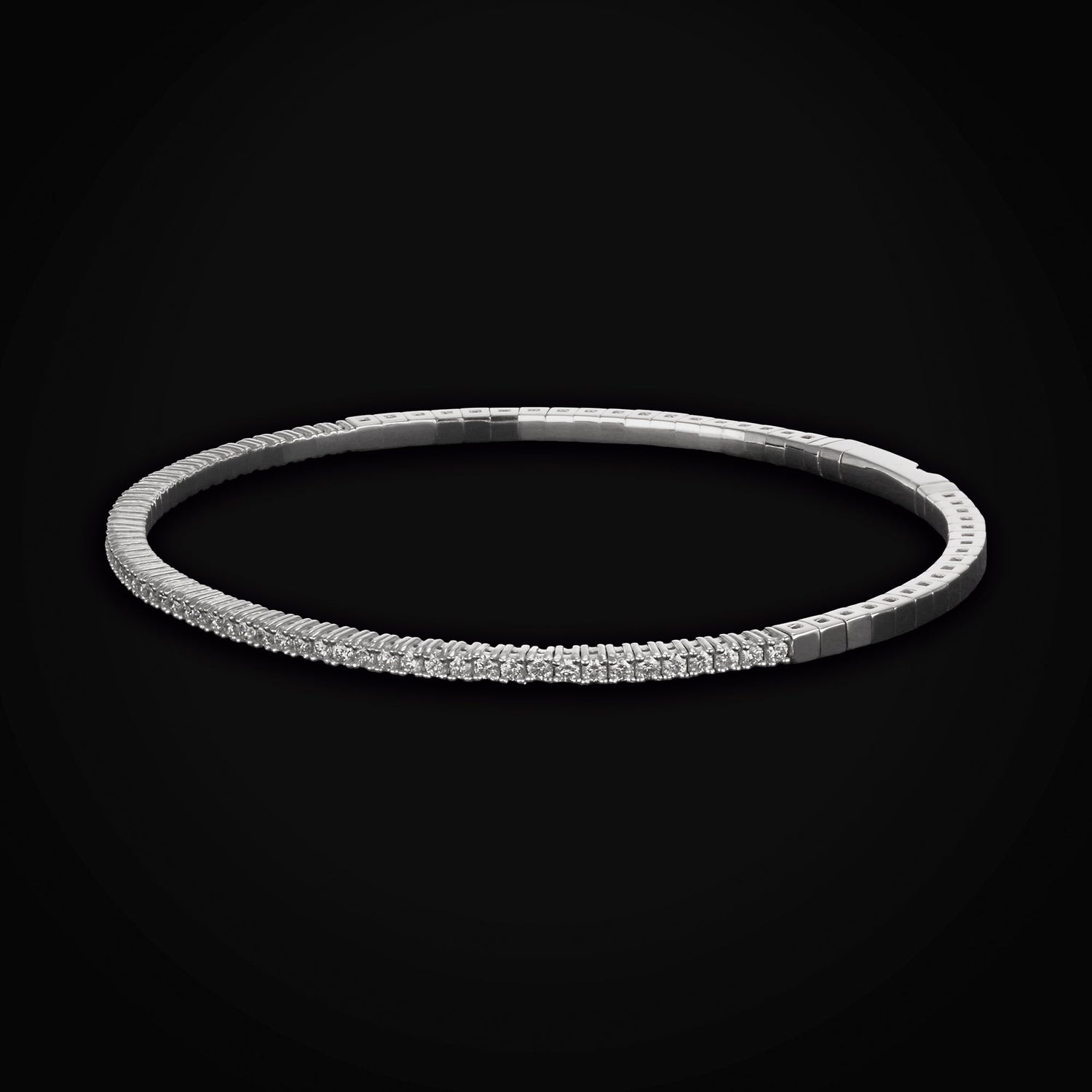 Brazalete Tennis 14K Oro Blanco 57 Diamantes + Estuche