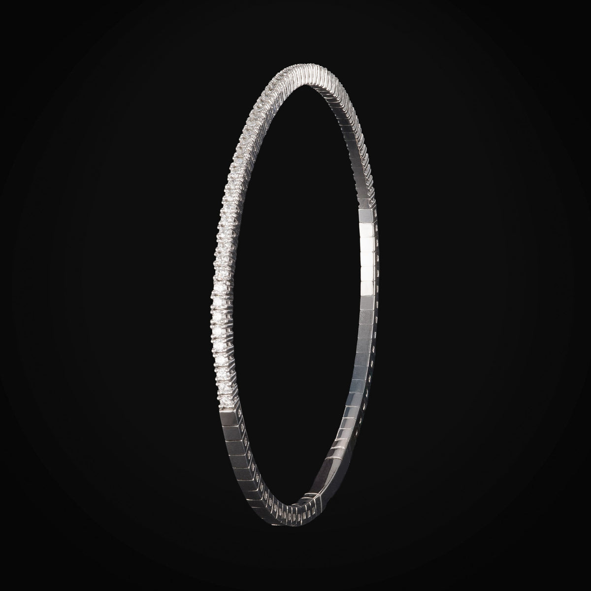 Brazalete Tennis 14K Oro Blanco 57 Diamantes + Estuche