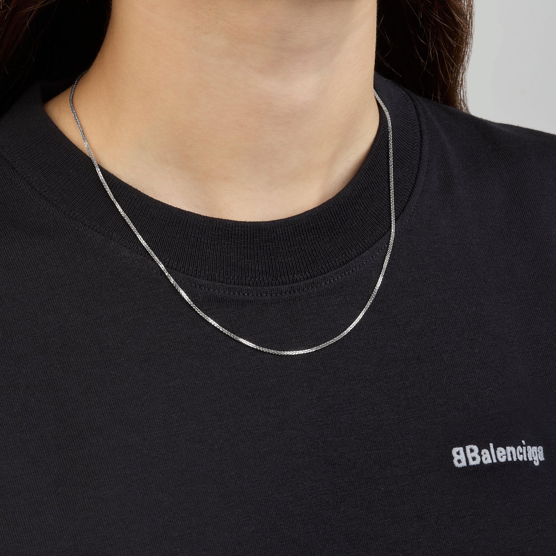 Cadena Espiga Cuadrada 14K Oro Blanco + Estuche | cadena de oro | Maestros Joyeros