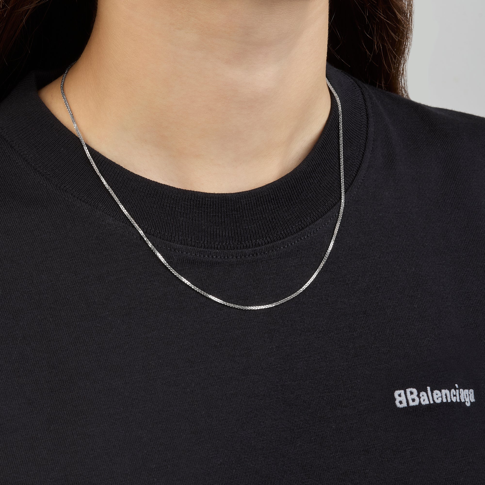 Cadena Espiga Cuadrada 14K Oro Blanco + Estuche | cadena de oro | Maestros Joyeros