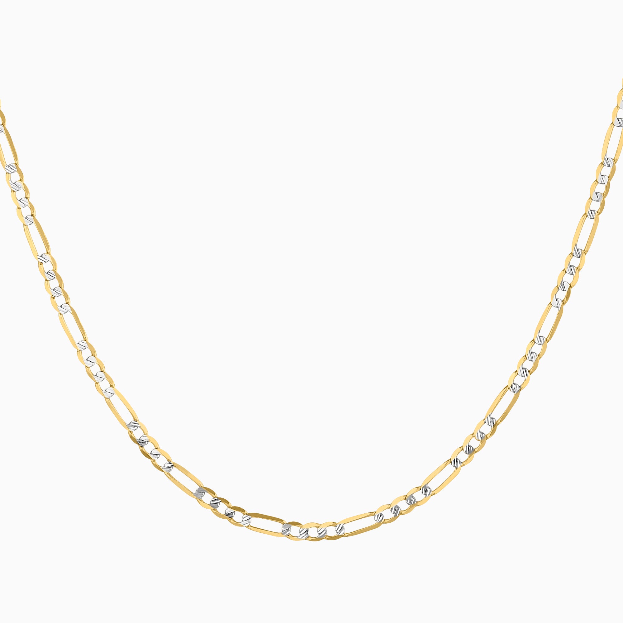 Cadena Fígaro Diamantado 14K Oro Amarillo + Estuche