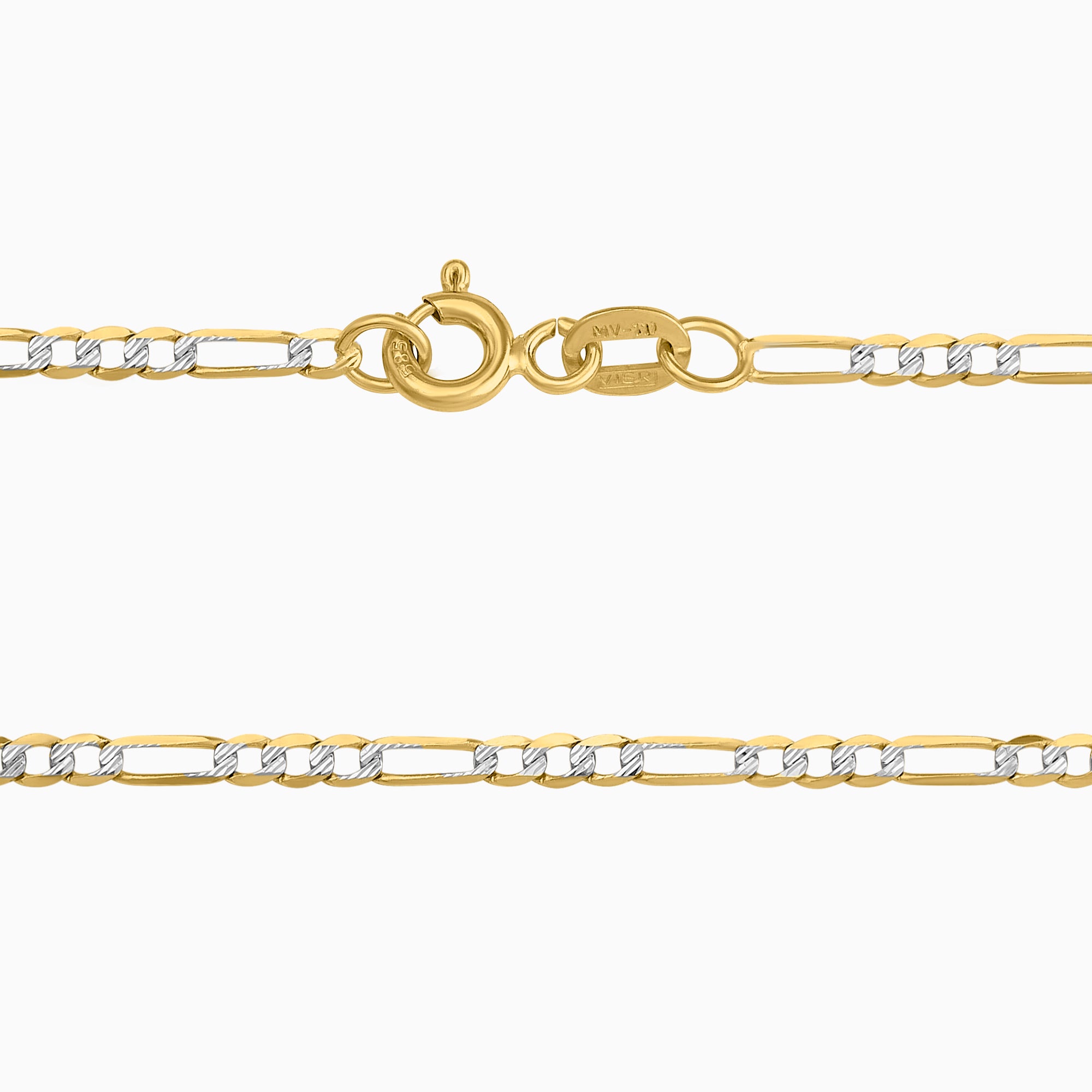 Cadena Tejido Fígaro Diamantada 14K Oro Amarillo + Estuche | cadena de oro | Maestros Joyeros