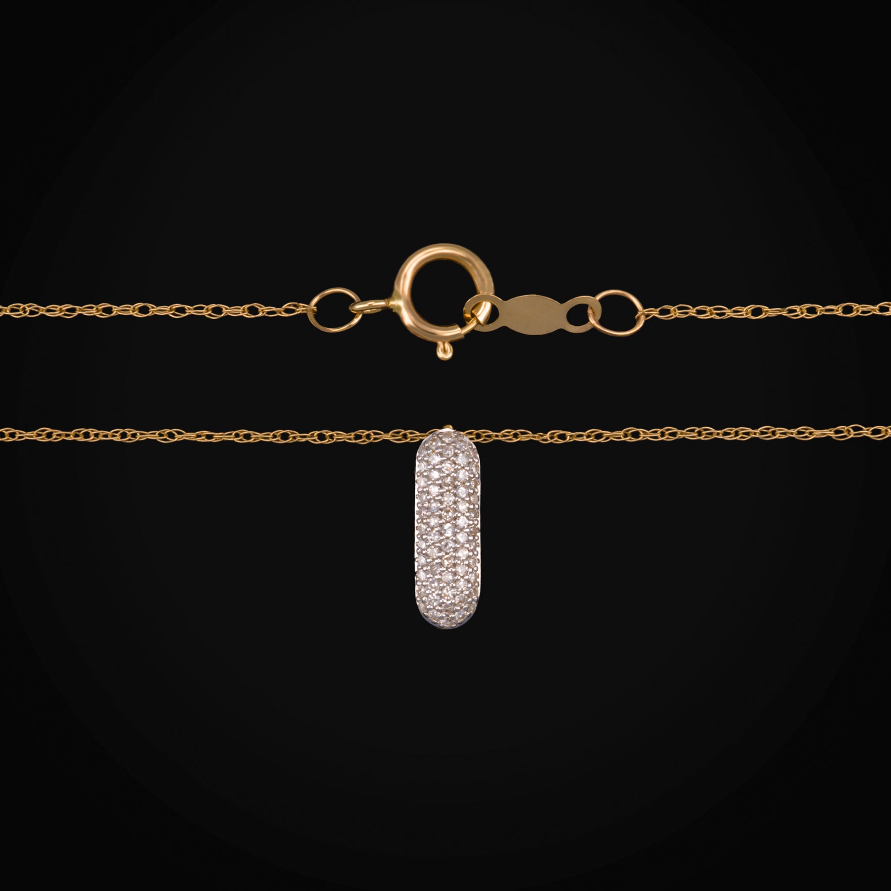 Cadena con Dije rectángulo Full Ice 14K Oro Amarillo + Estuche