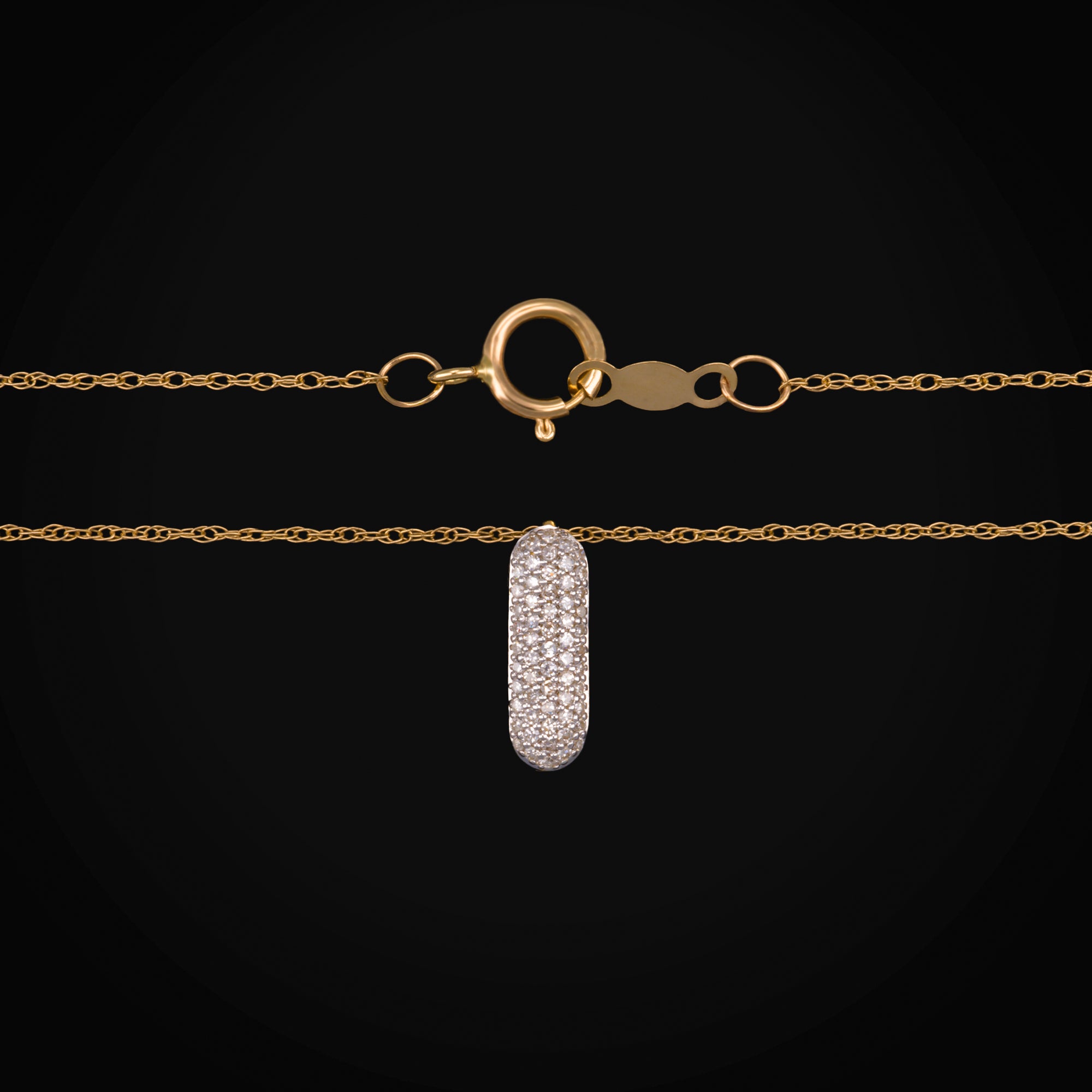 Cadena con Dije rectángulo Full Ice 14K Oro Amarillo + Estuche