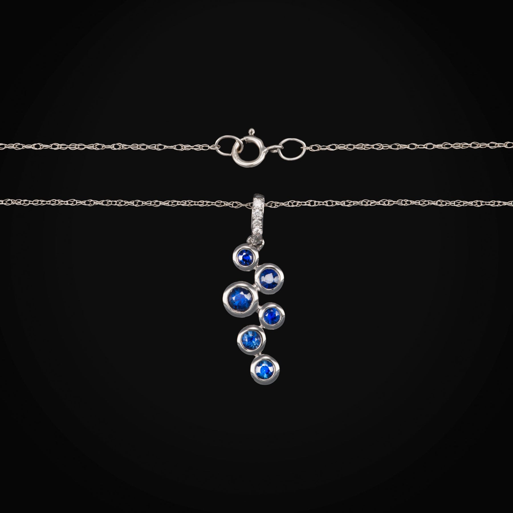 Cadena Varios Círculos 14k Oro Blanco con Diamantes Corte Brillante + Estuche