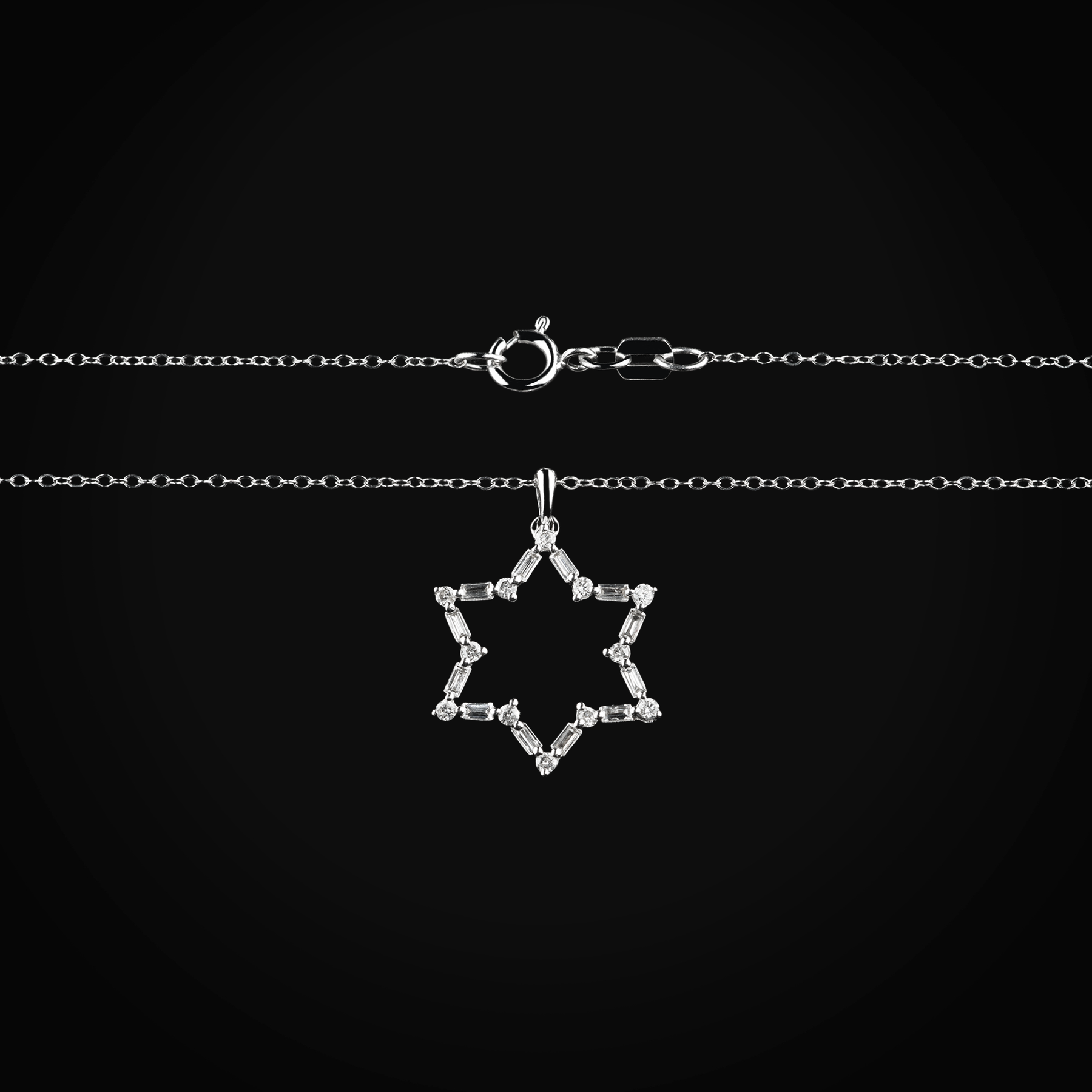 Cadena estrella 14k oro blanco con diamantes corte brillante + Estuche | diamante de oro | Maestros Joyeros