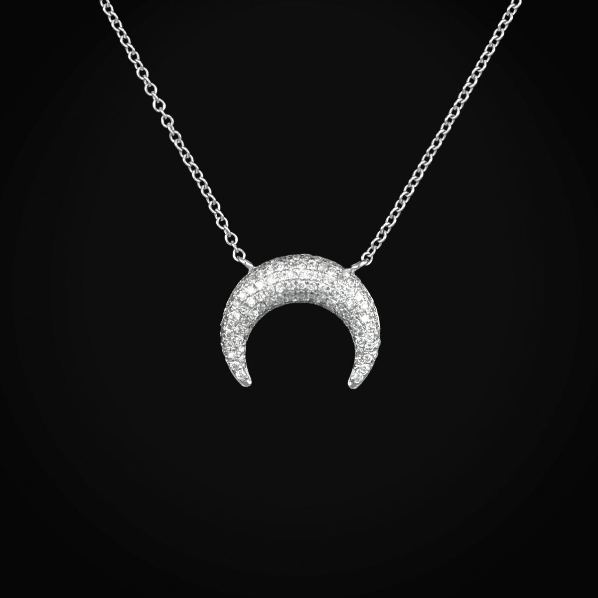 Gargantilla con Dije Luna de Oro Blanco 14K con Diamantes + Estuche