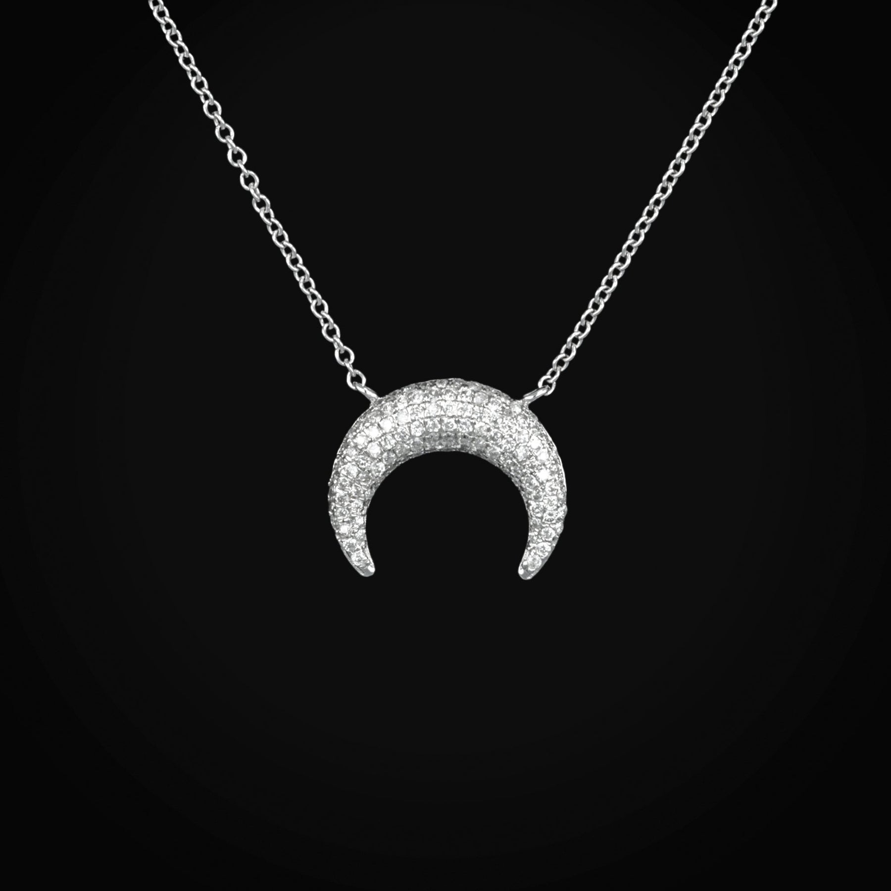 Gargantilla con Dije Luna de Oro Blanco 14K con Diamantes + Estuche