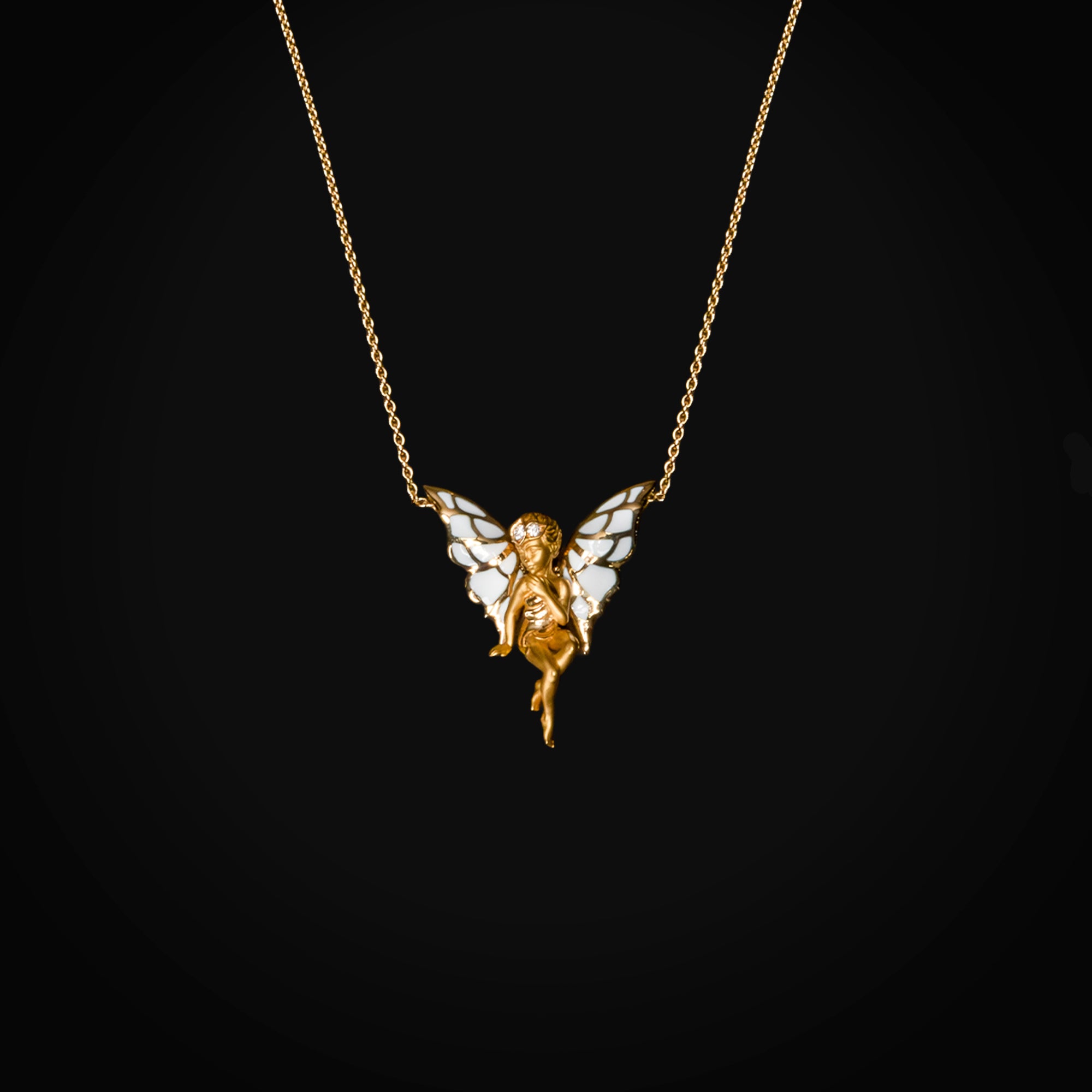 18k Yellow Gold Chain with Fairy Pendant