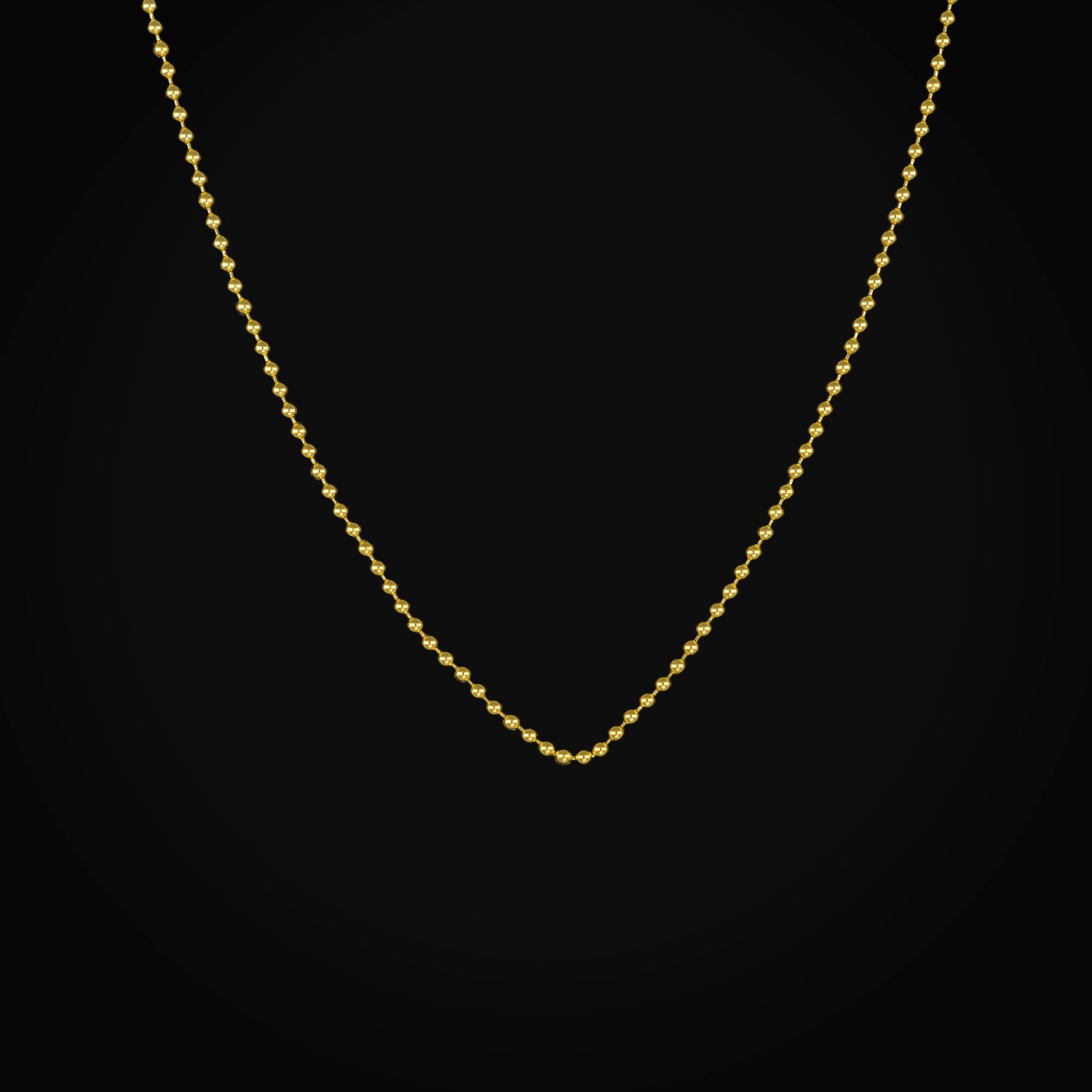 Cadena 14k Bolitas Semi Huecas Oro Amarillo + Estuche