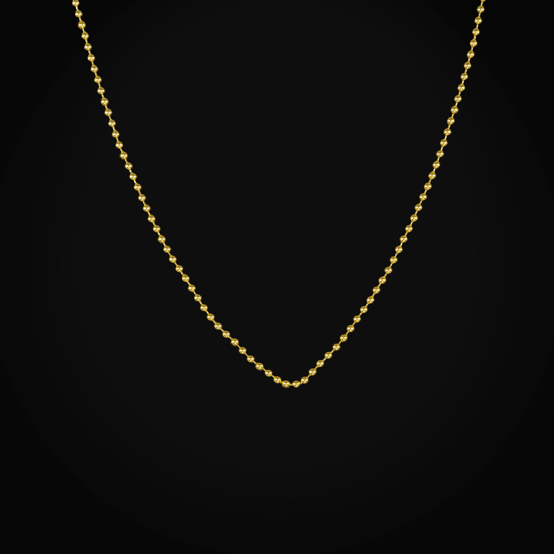 Cadena 14k Bolitas Semi Huecas Oro Amarillo + Estuche