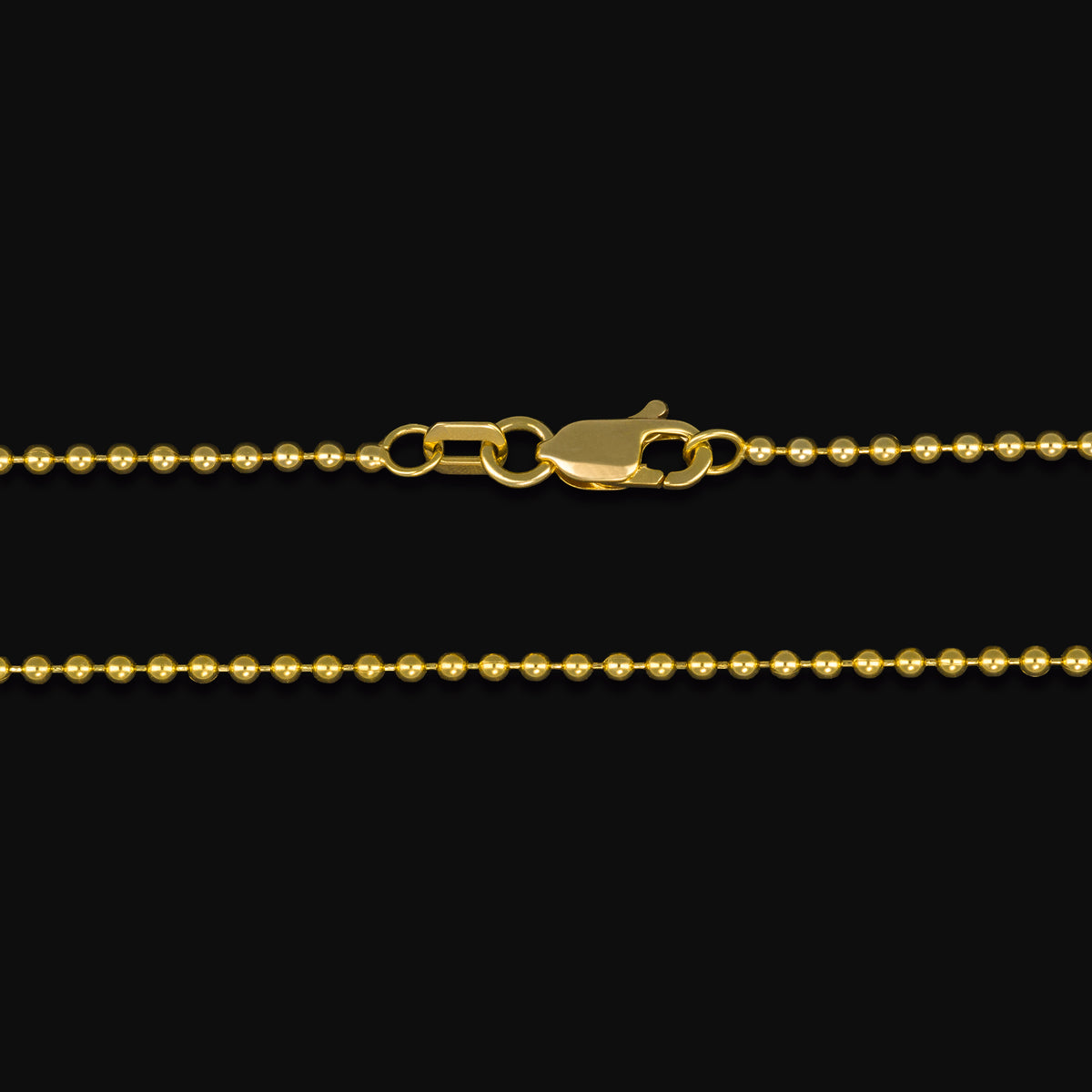 Cadena 14k Bolitas Semi Huecas Oro Amarillo + Estuche