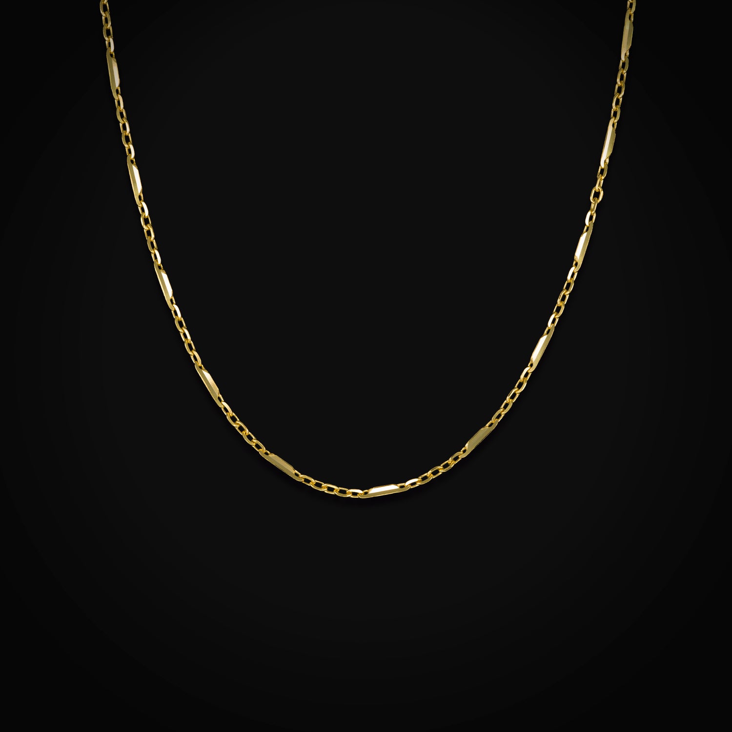 Cadena 14k Secuencia Ancla y Eslabón Troquel 4 Puntas Oro Amarillo + Estuche