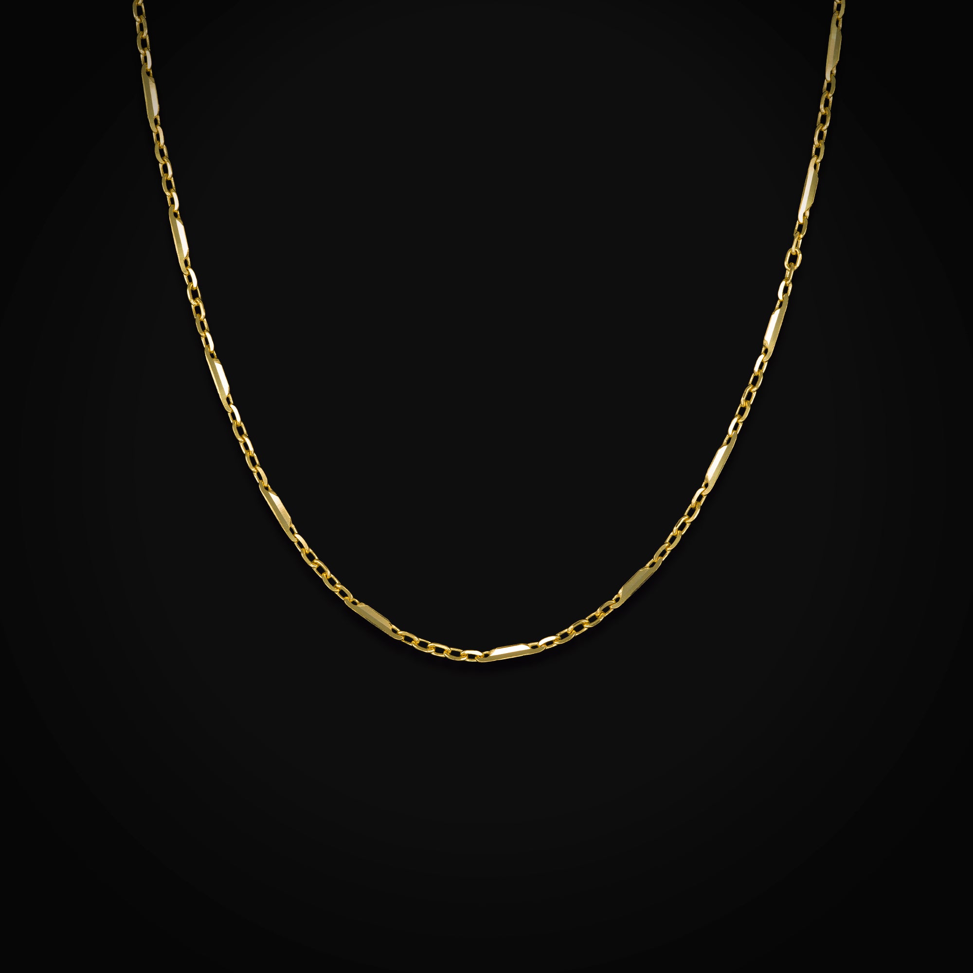 Cadena 14k Secuencia Ancla y Eslabón Troquel 4 Puntas Oro Amarillo + Estuche