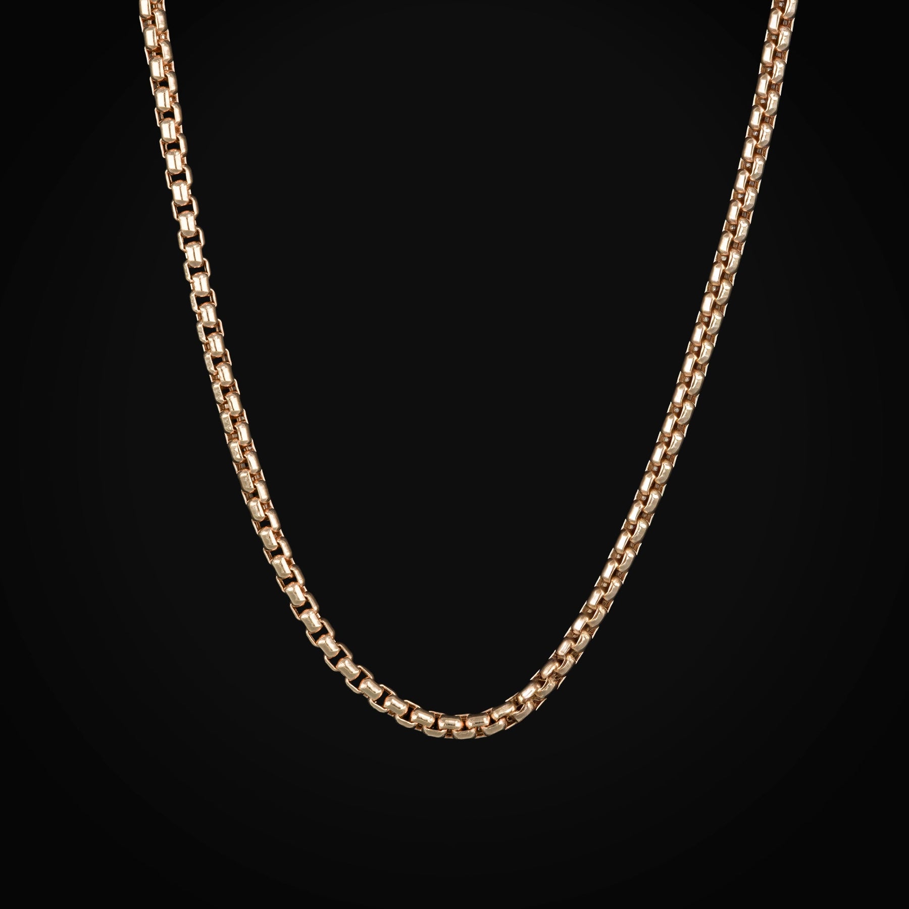 Cadena Caja Cuadrada oro rosa 14K + Estuche