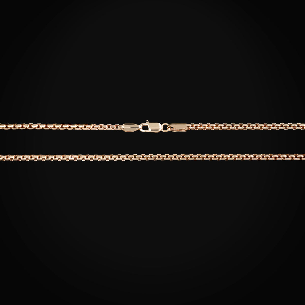 Cadena Caja Cuadrada oro rosa 14K + Estuche