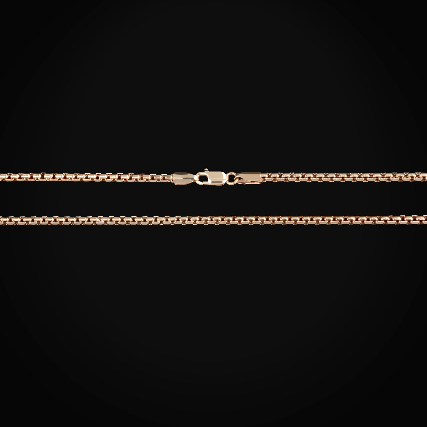 Cadena Caja Cuadrada oro rosa 14K + Estuche