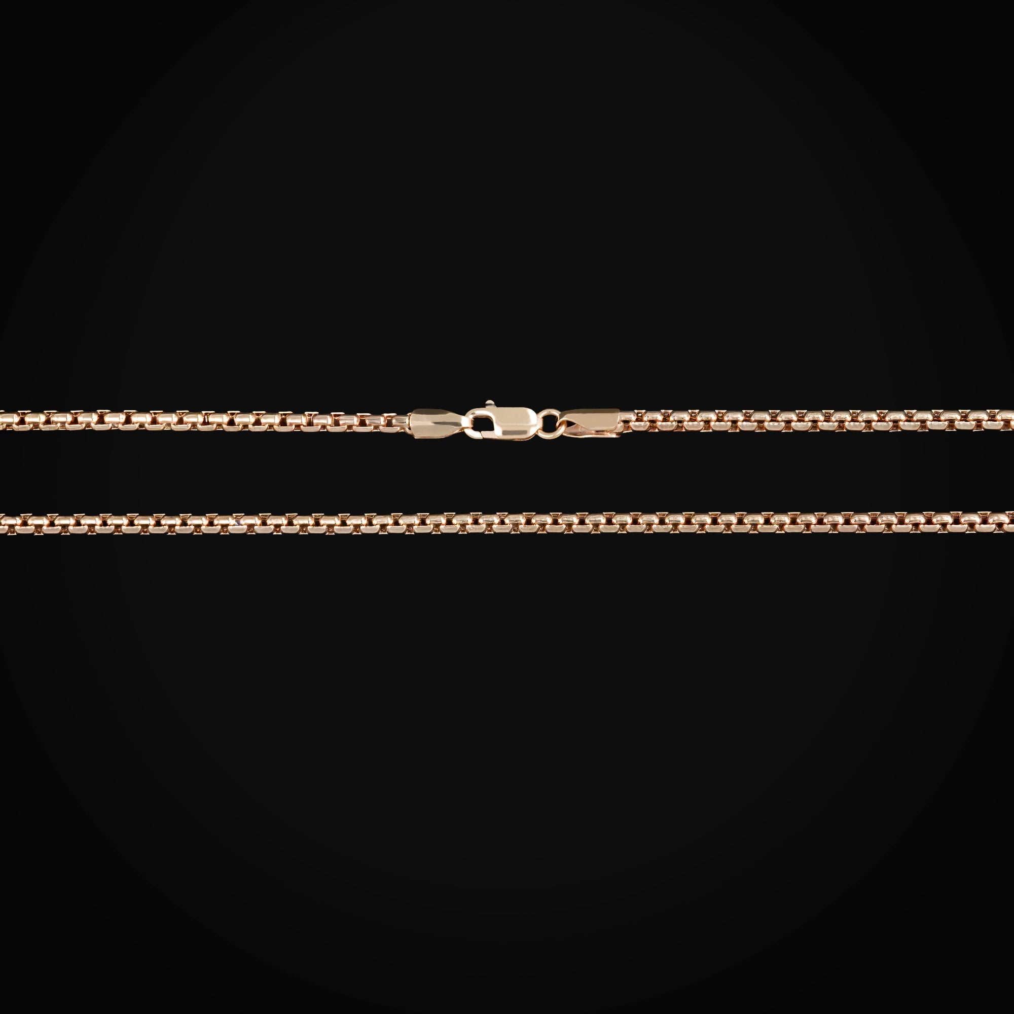 Cadena Caja Cuadrada oro rosa 14K + Estuche