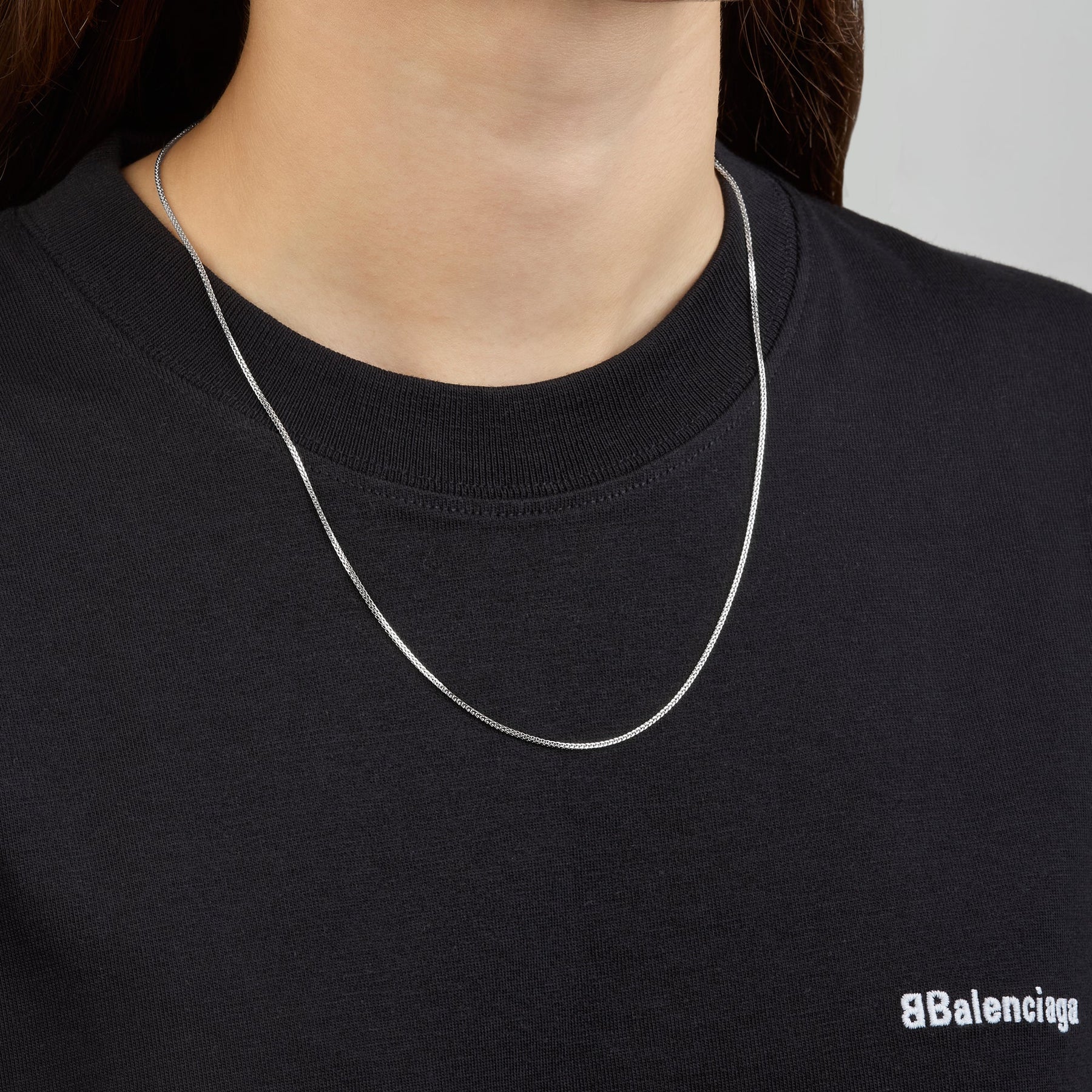 Cadena Espiga Cuadrada 14K Oro Blanco + Estuche | cadena de oro | Maestros Joyeros