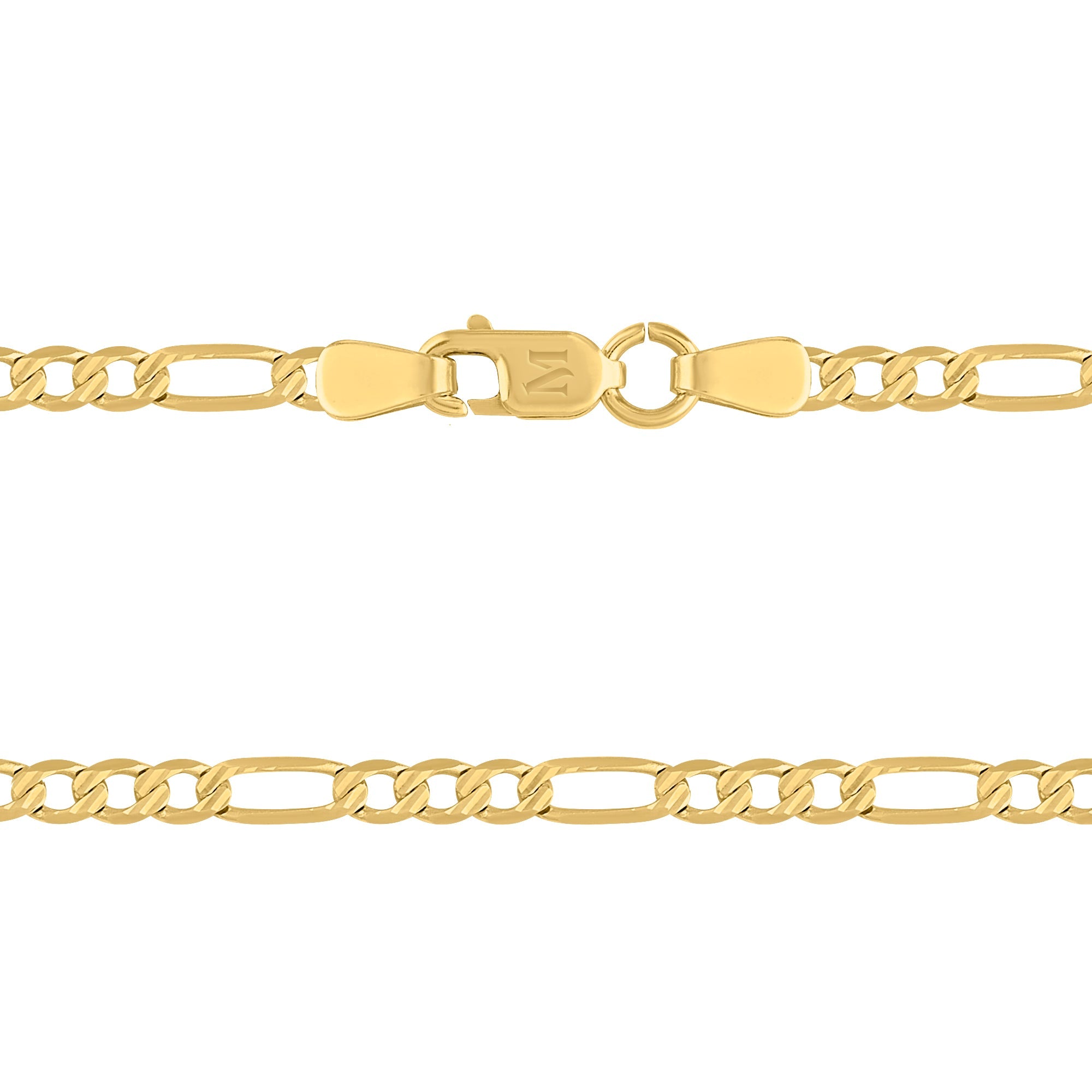 Cadena 3X1 Tejido Fígaro Troquelado 14K Oro Amarillo + Estuche