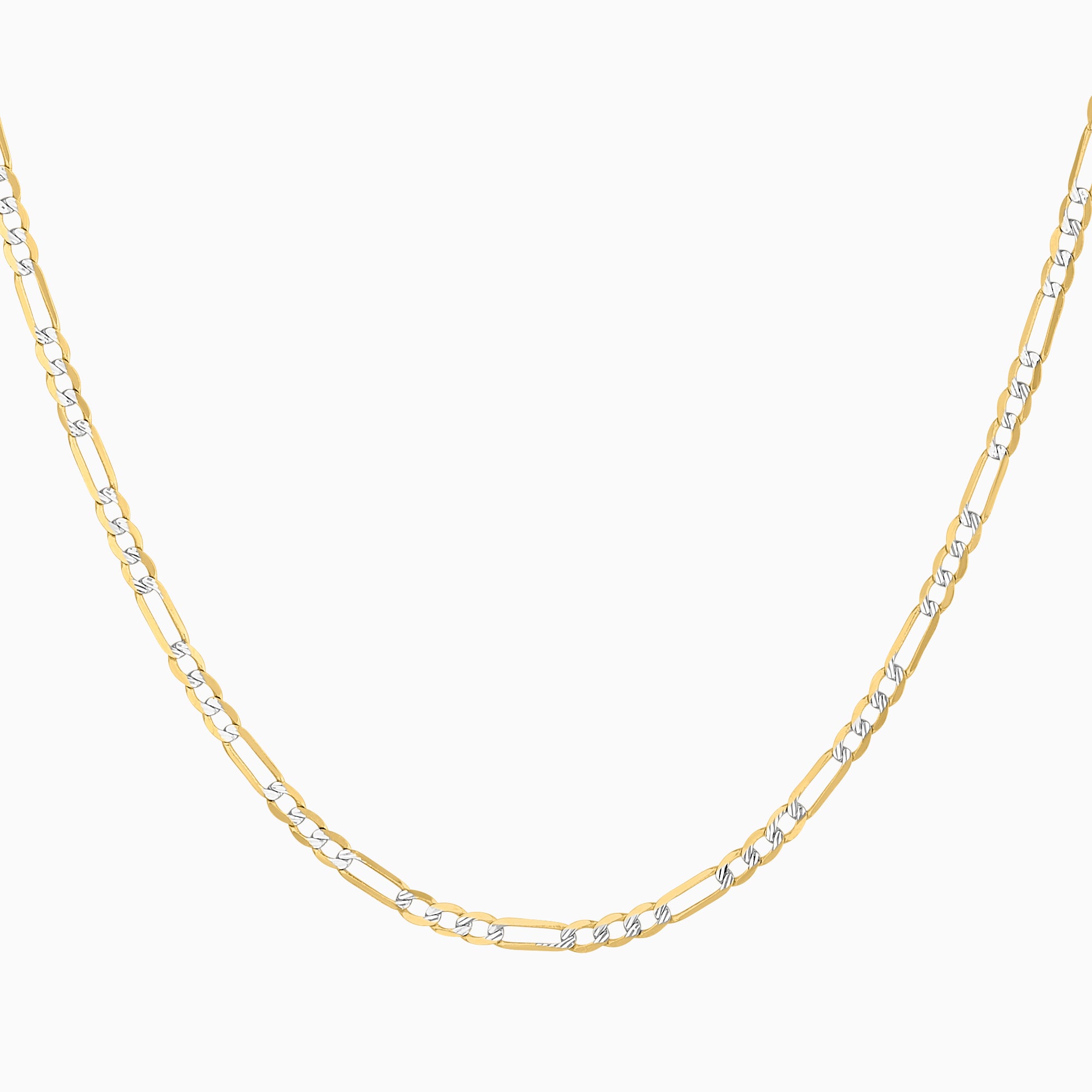 Cadena Tejido Fígaro Diamantada 14K Oro Amarillo + Estuche
