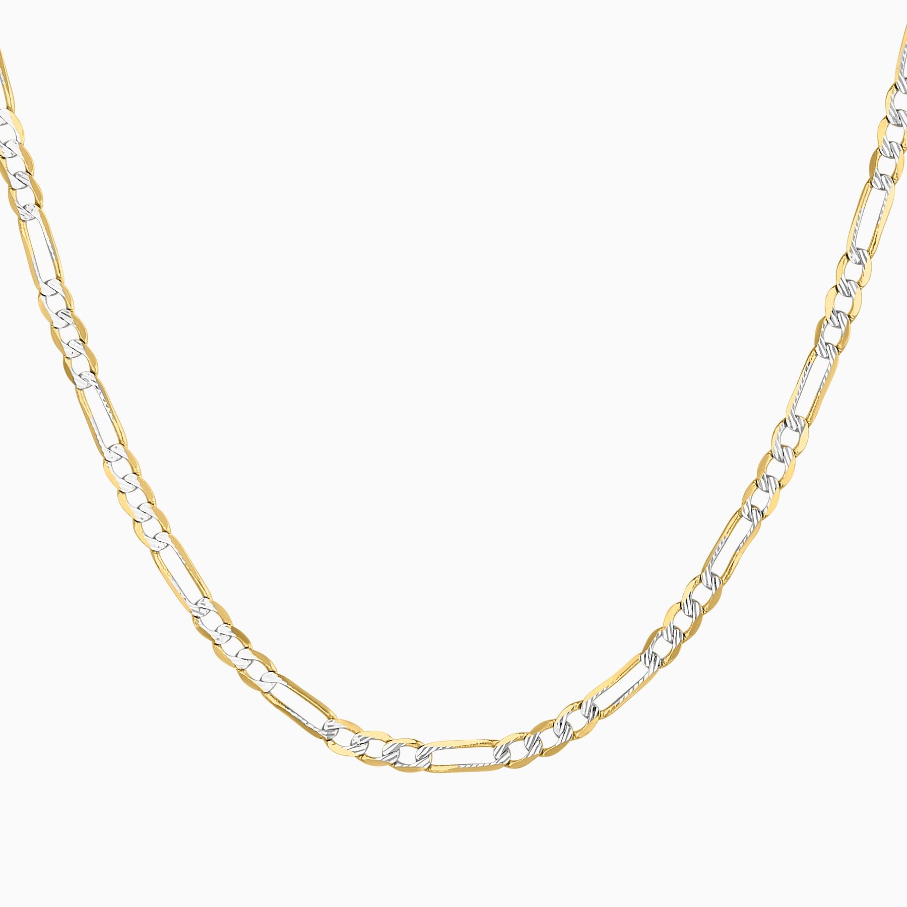 Unisex 3x1 Diamond Figaro Fabric Chain in 14K Yellow Gold + Case