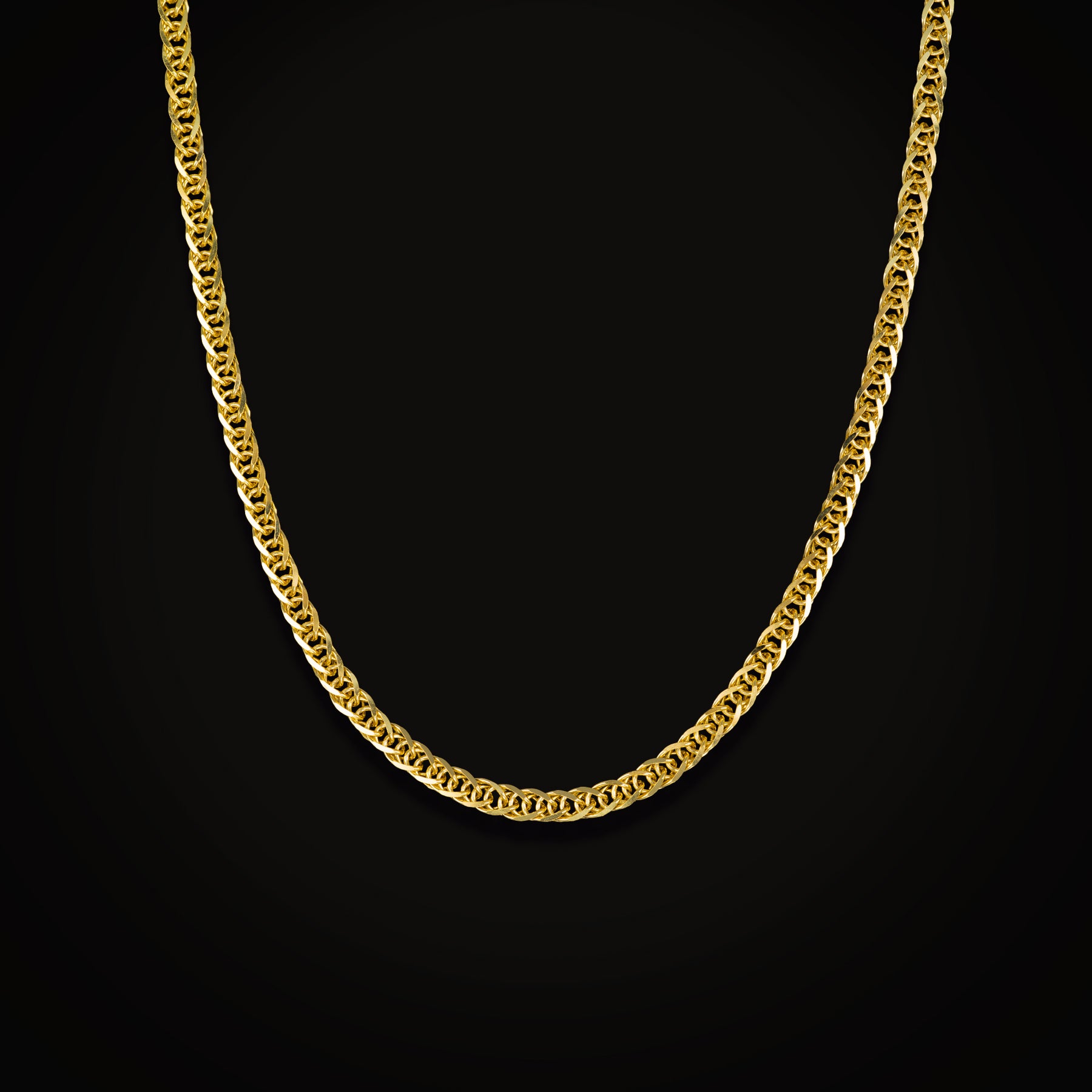 Cadena Tejido Franco Espiga Cuadrada Oro Amarillo 14k   + Estuche