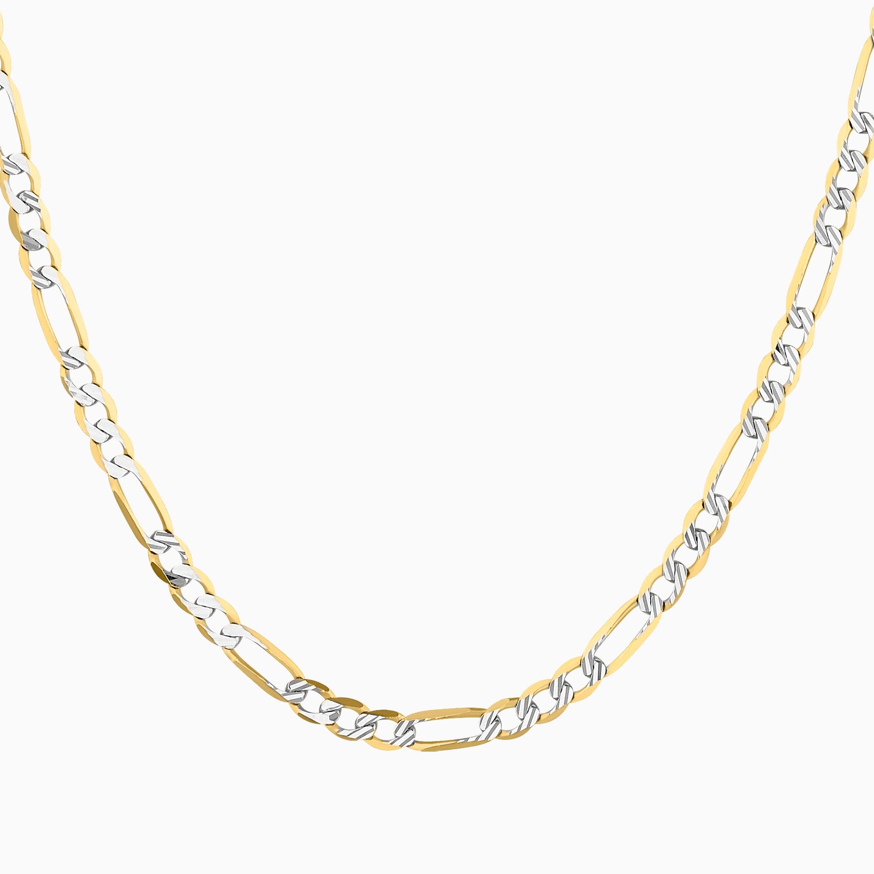 Cadena Unisex Tejido Fígaro Diamantada 3x1 En Oro Amarillo 14K +  Estuche | cadena de oro | Maestros Joyeros