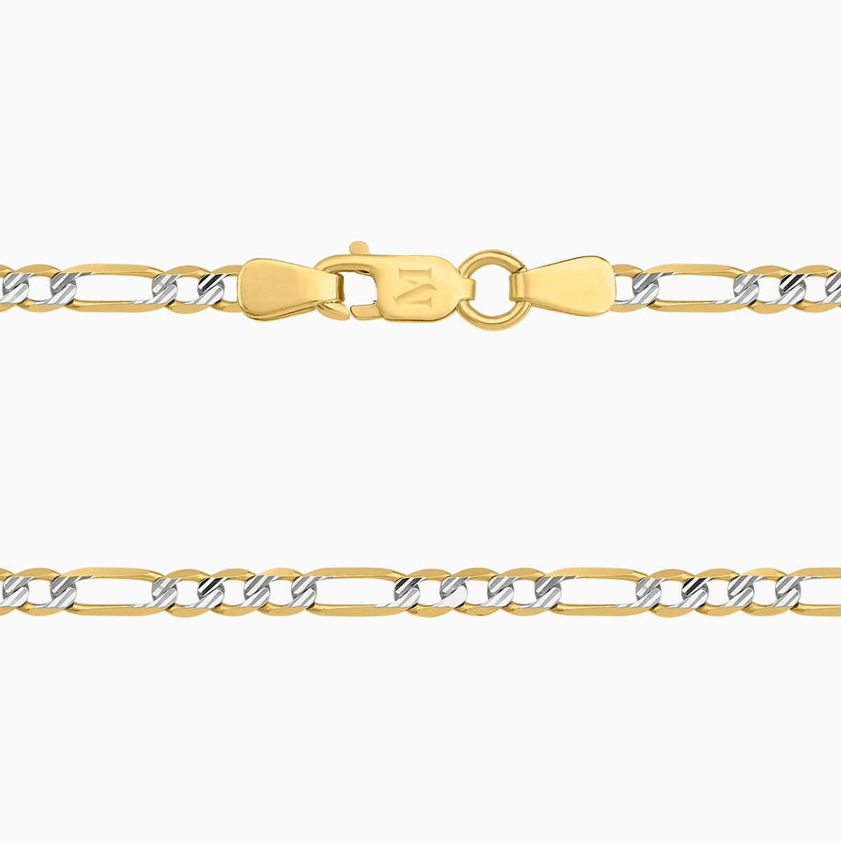 Cadena Unisex Tejido Fígaro Diamantada 3x1 En Oro Amarillo 14K +  Estuche | cadena de oro | Maestros Joyeros