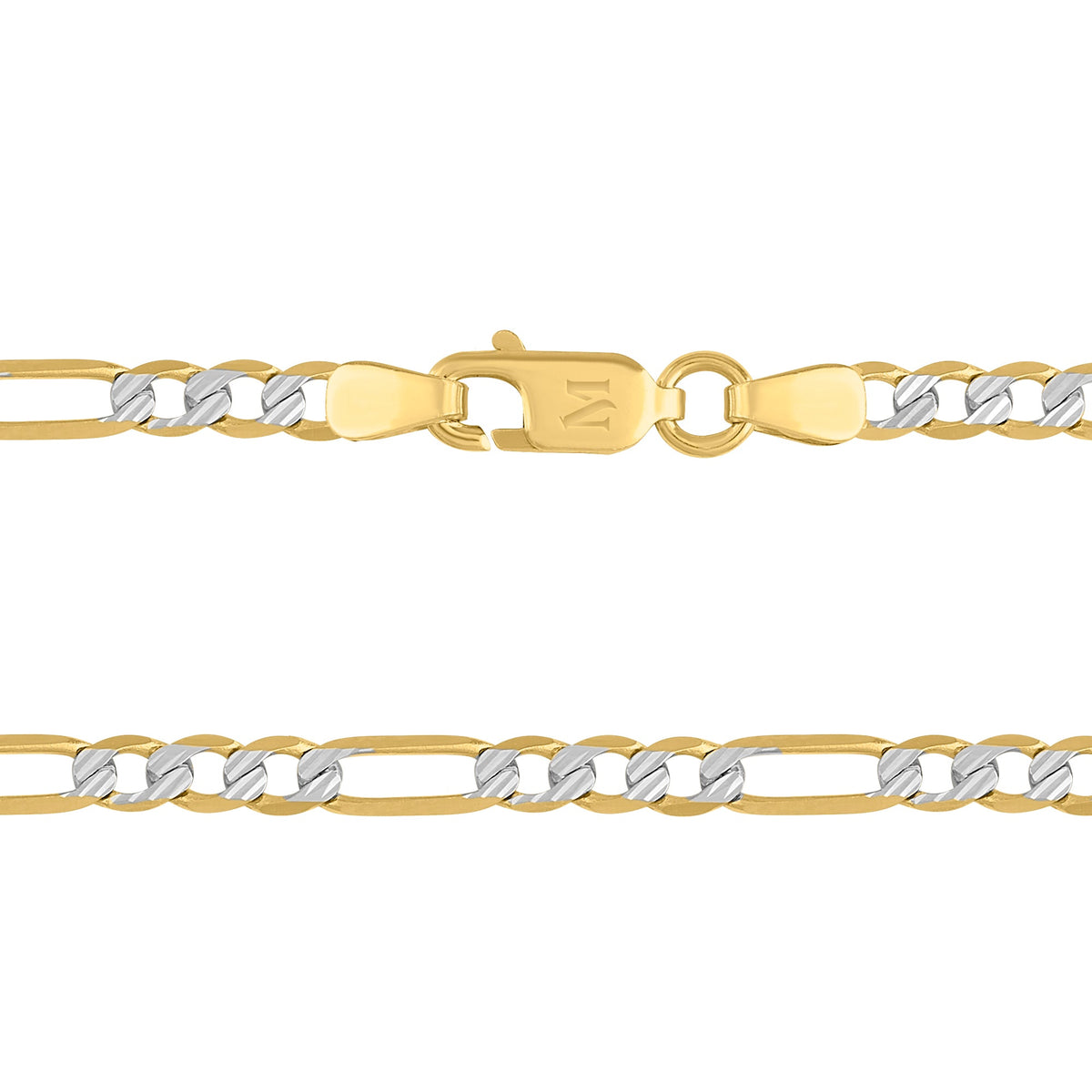 Cadena 3X1 Tejido Fígaro Diamantada 14K Oro Amarillo + Estuche | cadena de oro | Maestros Joyeros