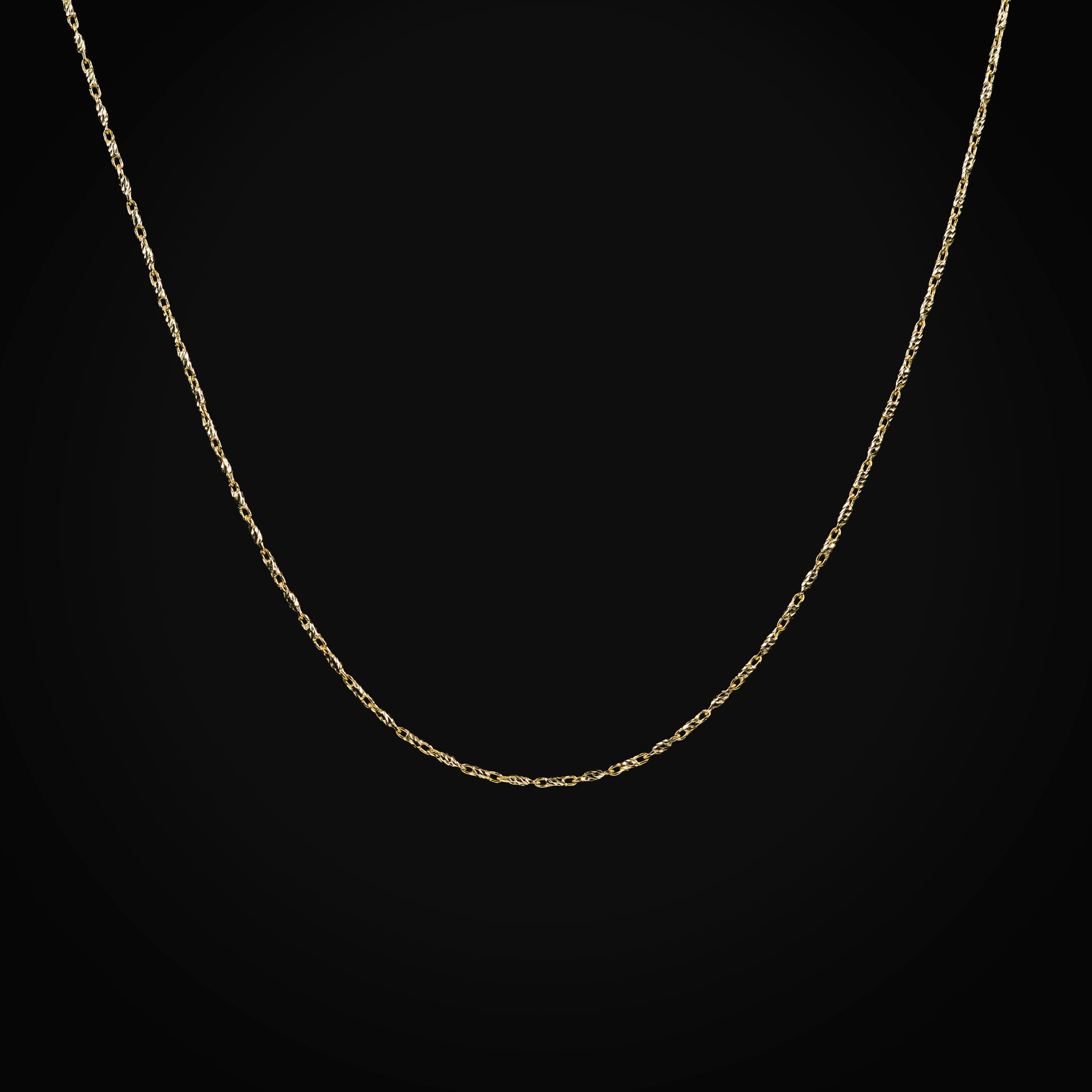 Cadena 14k Secuencia Eslabón Diamantado Central Con Asas Oro Amarillo + Estuche